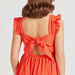 2Xtremz Solid Tiered Midi Dress with V-neck and Tie-Up Detail-Dresses-thumbnail-4