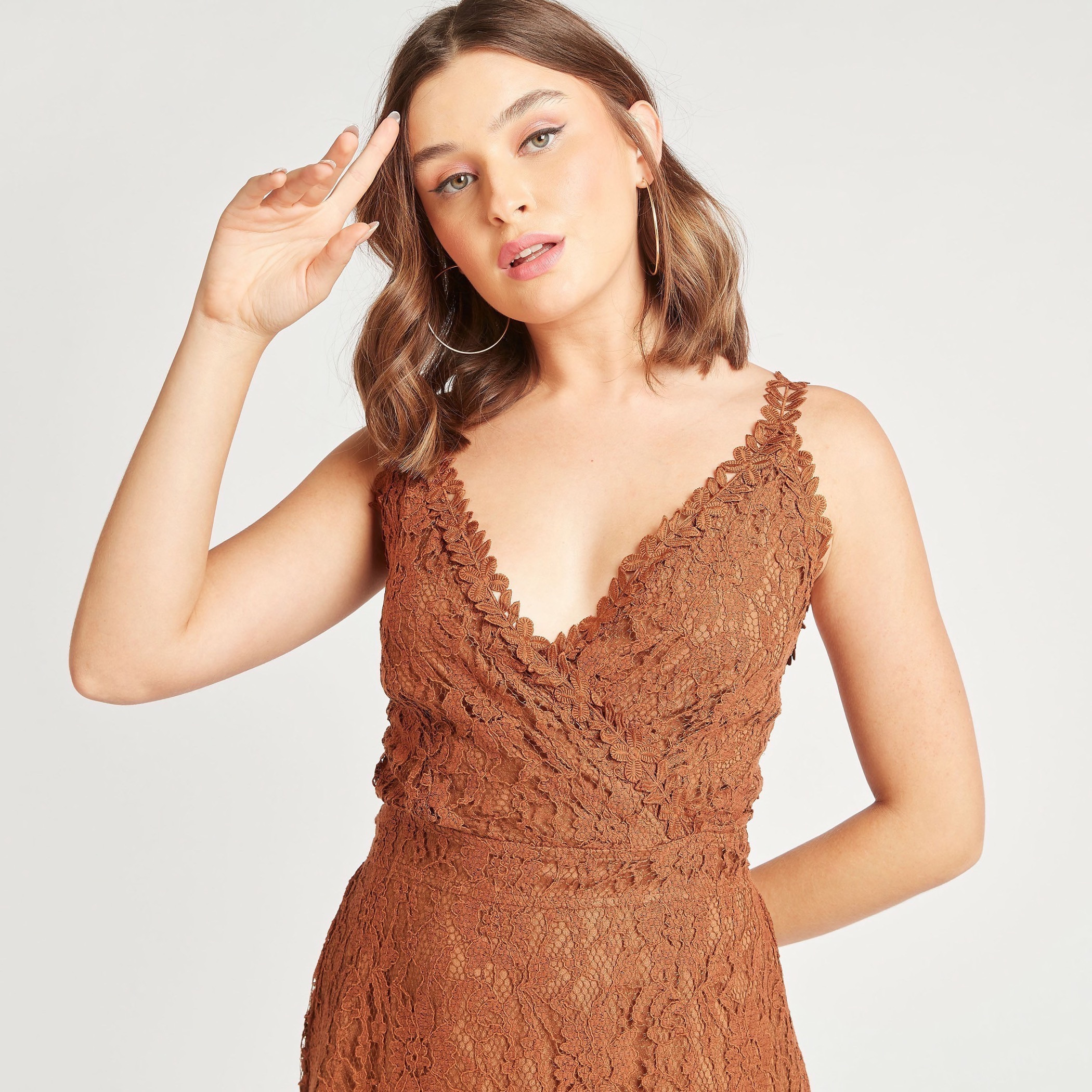 2Xtremz Lace A-line Sleeveless Midi Dress with V-neck-women-clothing-dresses-image-8