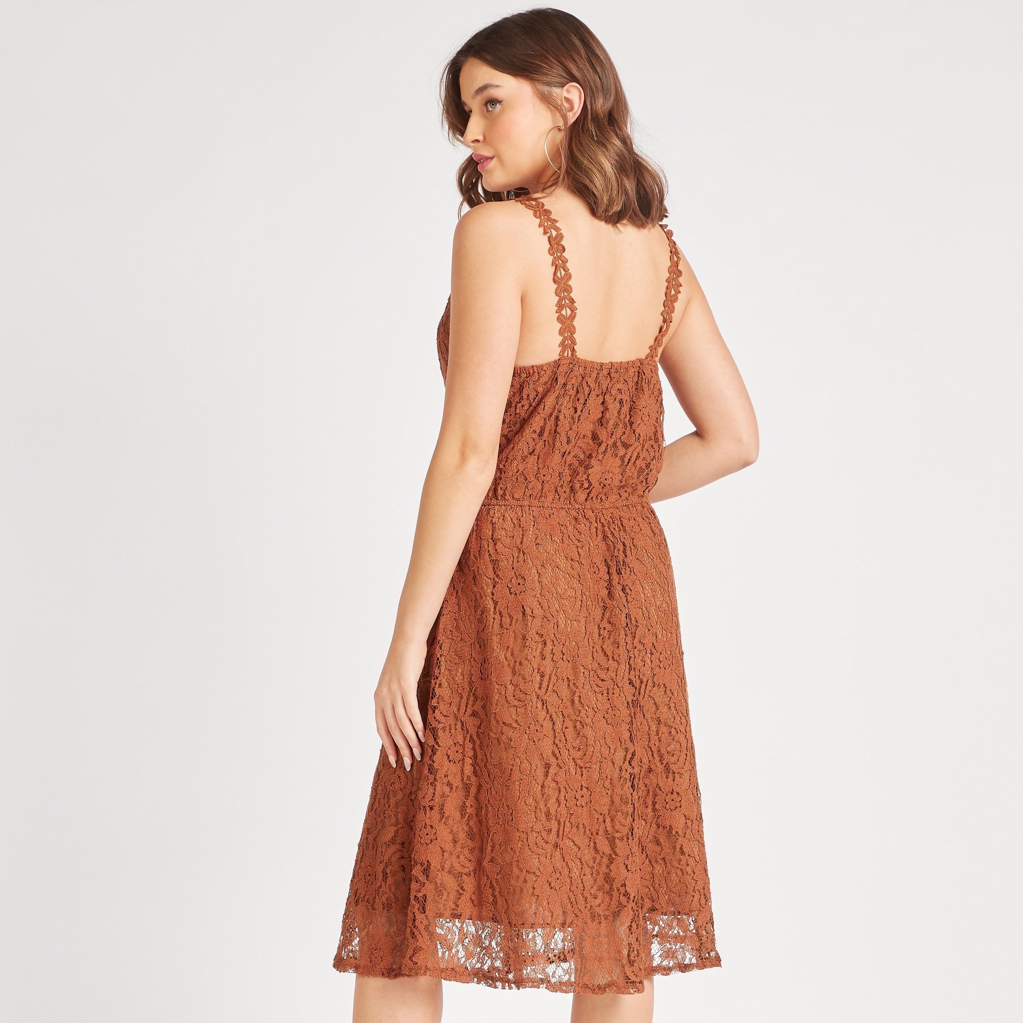 2Xtremz Lace A-line Sleeveless Midi Dress with V-neck-women-clothing-dresses-image-9