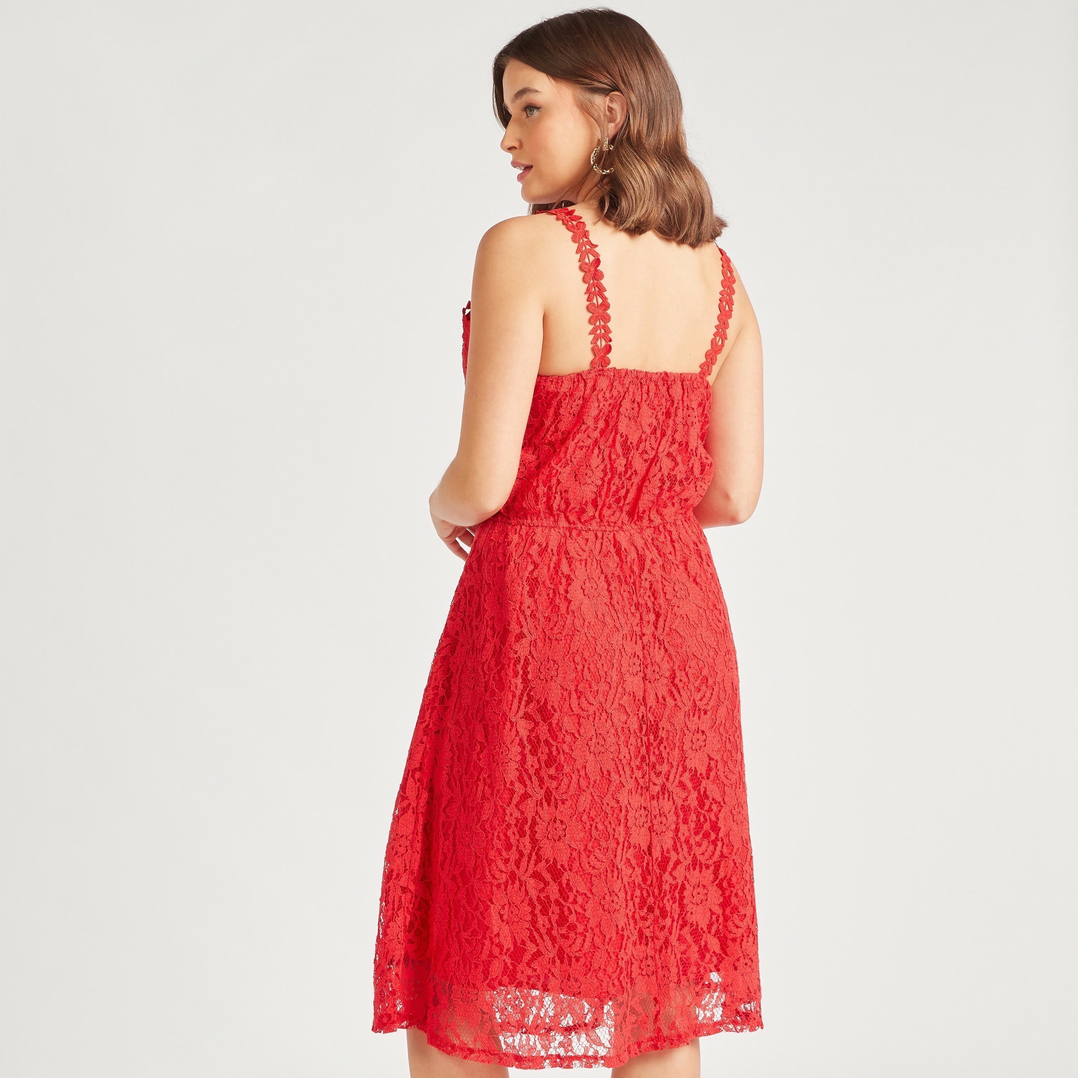 2Xtremz Lace A-line Sleeveless Midi Dress with V-neck-women-clothing-dresses-image-4