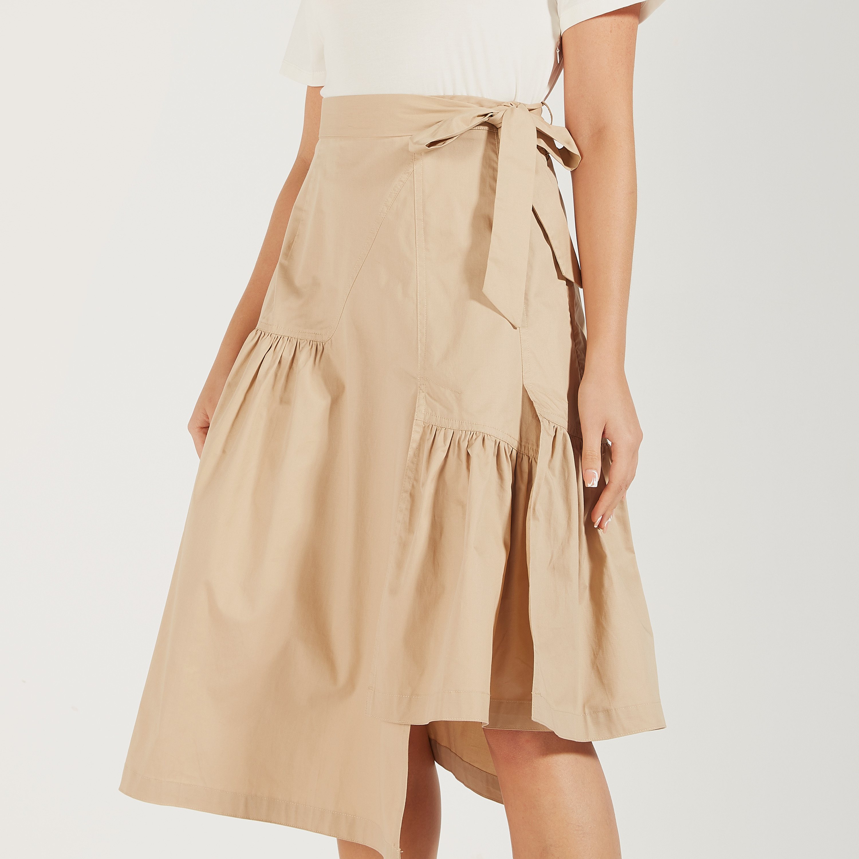 فستان سادة بأطراف غير مستوية وأربطة وكسّرات-women-clothing-dresses-image-10