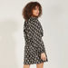 2Xtremz Printed Mini Dress with Long Sleeves and Tie-Up Belt-Dresses-thumbnailMobile-3