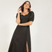 2Xtremz Solid Midi A-line Dress with Cutout Detail and Slit-Dresses-thumbnailMobile-5