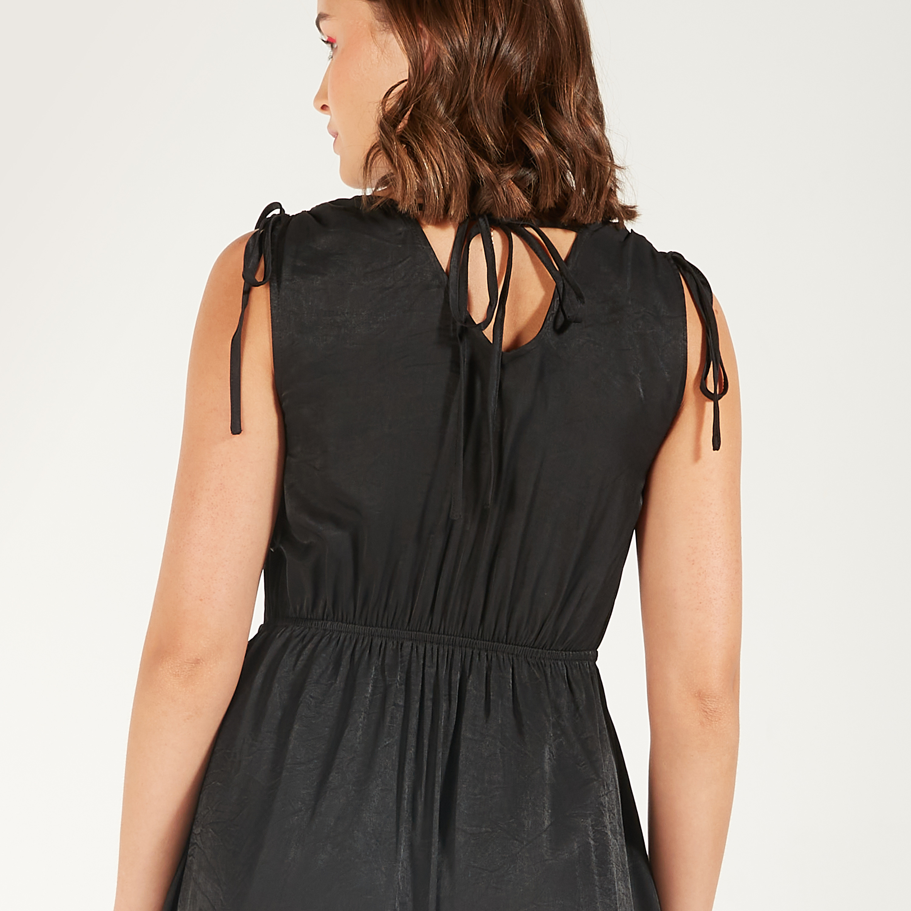 2Xtremz Solid Sleeveless Maxi A-line Dress with Slit Detail-women-clothing-dresses-image-5