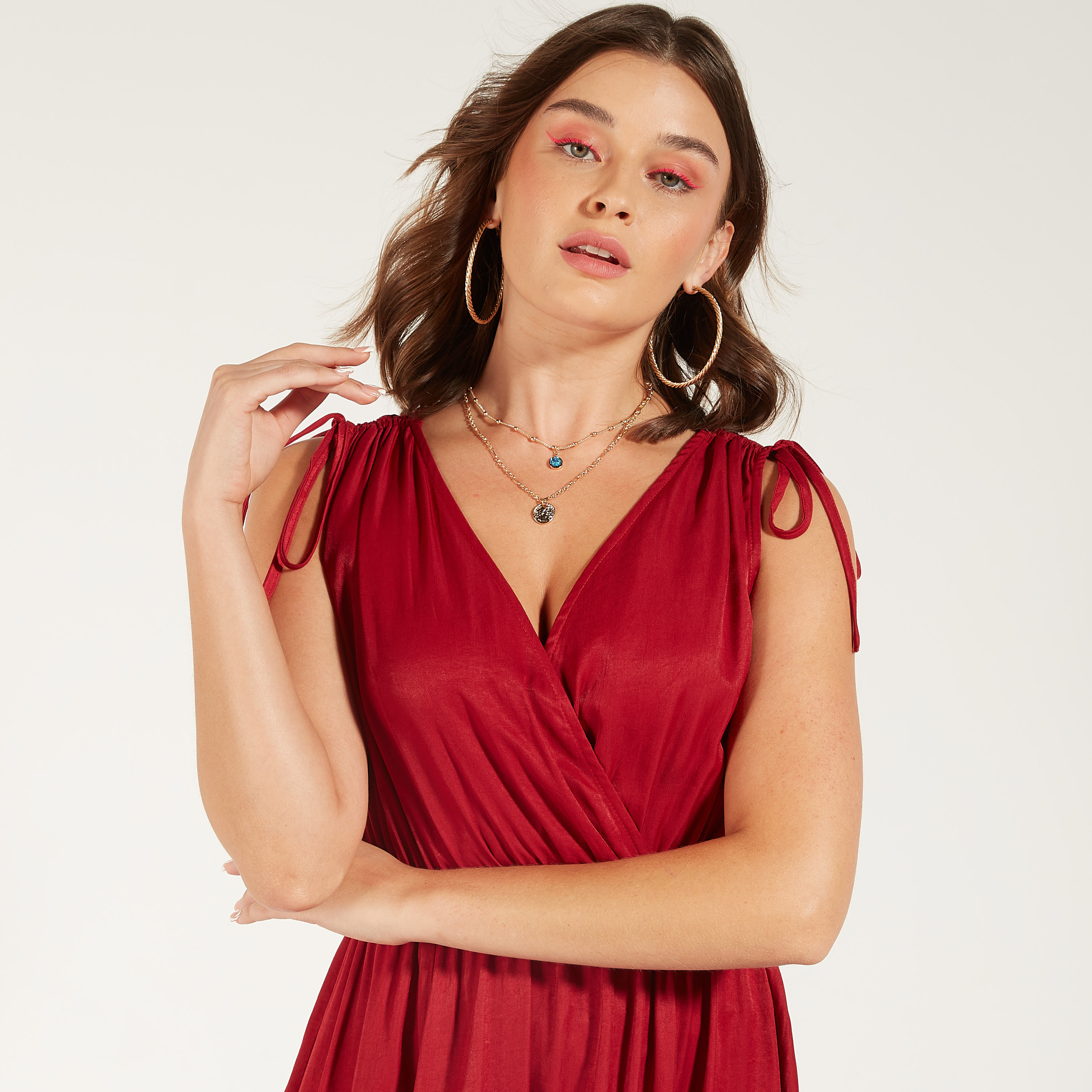2Xtremz Solid Sleeveless Maxi A-line Dress with Slit Detail-women-clothing-dresses-image-23
