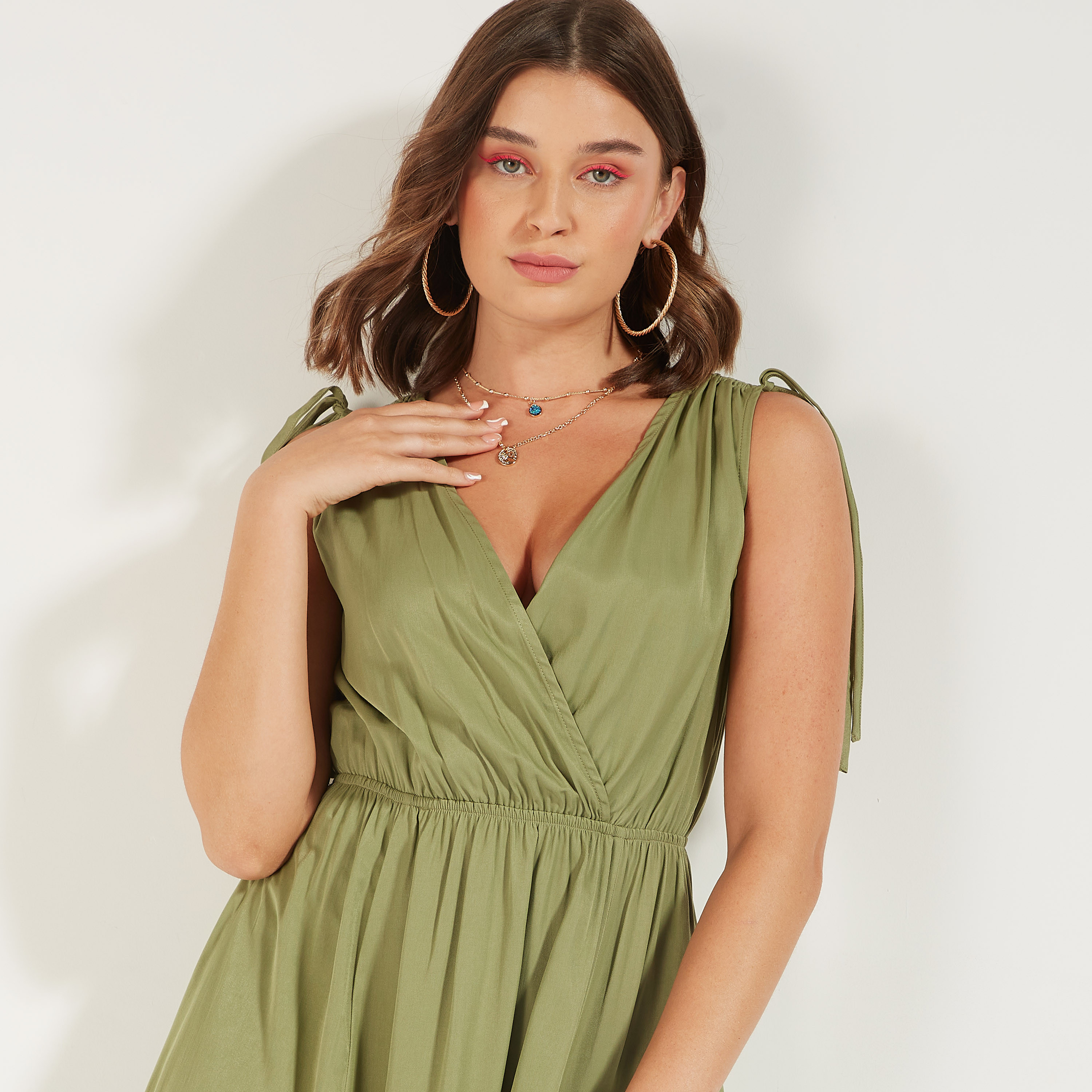 2Xtremz Solid Sleeveless Maxi A-line Dress with Slit Detail-women-clothing-dresses-image-17