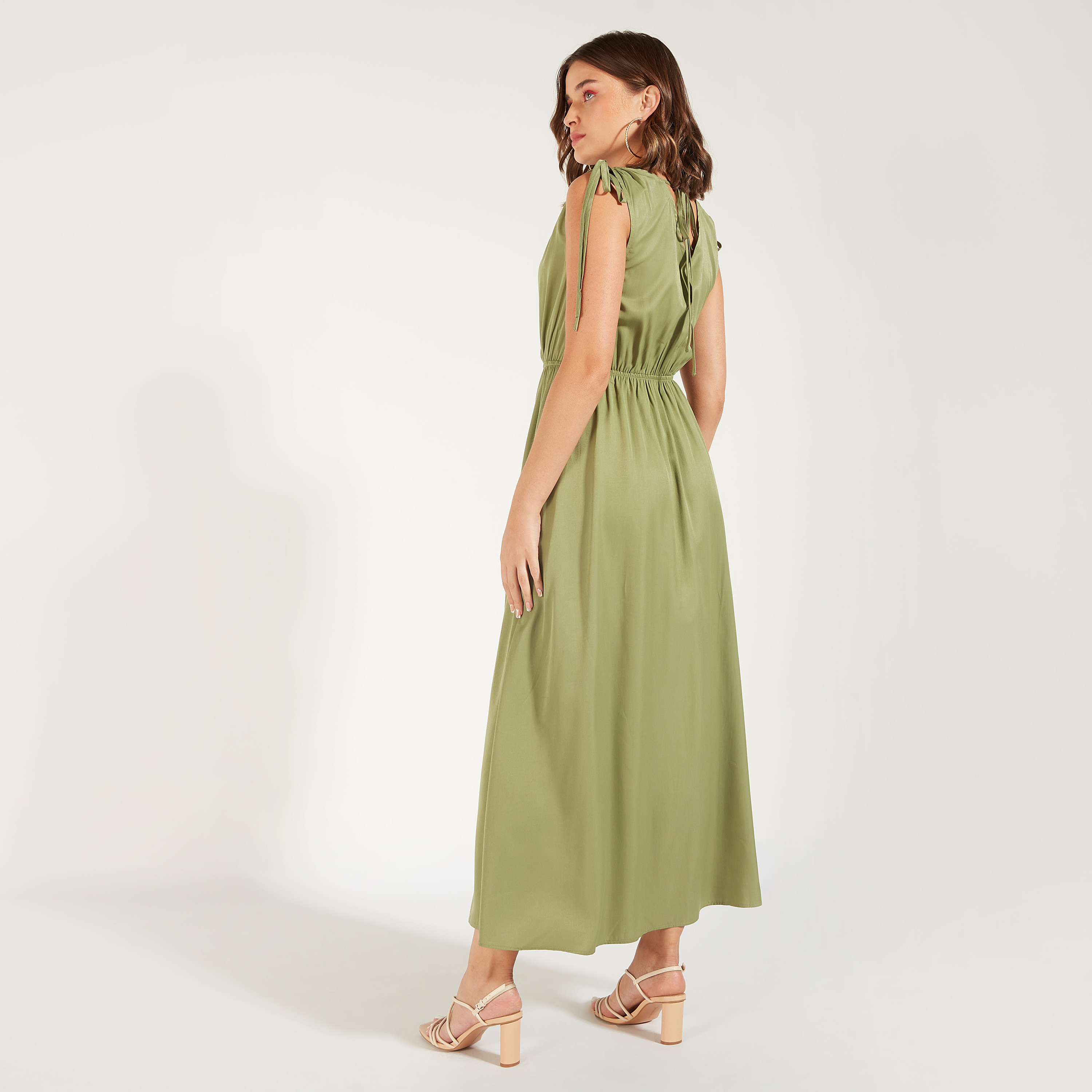 2Xtremz Solid Sleeveless Maxi A-line Dress with Slit Detail-women-clothing-dresses-image-18