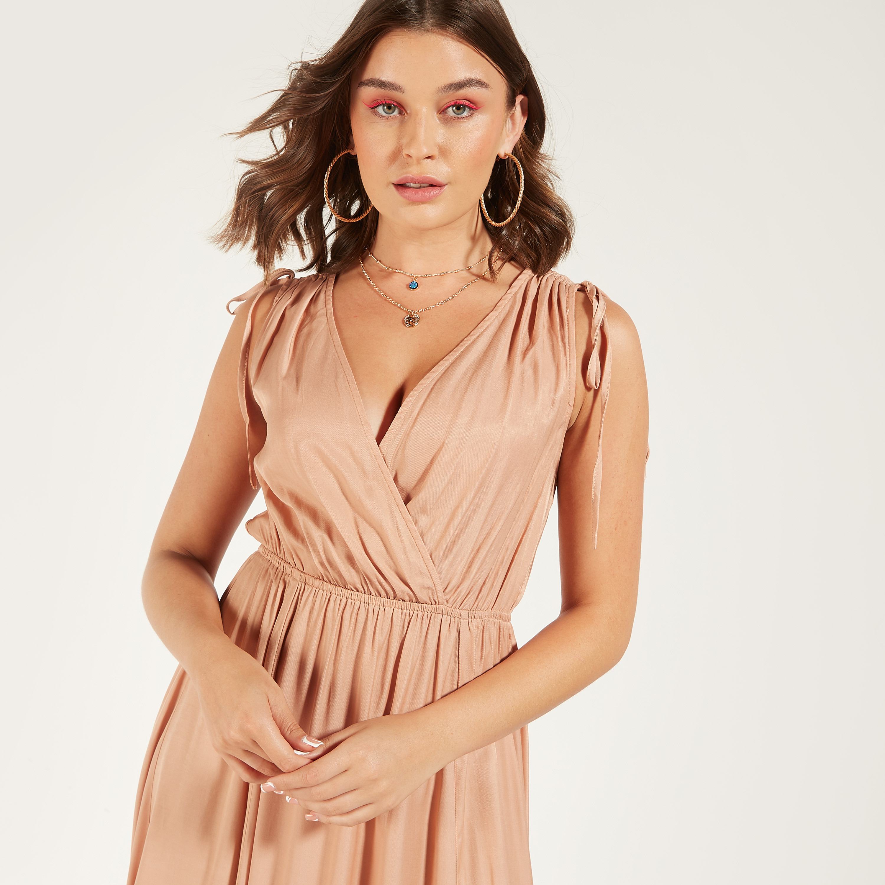 2Xtremz Solid Sleeveless Maxi A-line Dress with Slit Detail-women-clothing-dresses-image-9