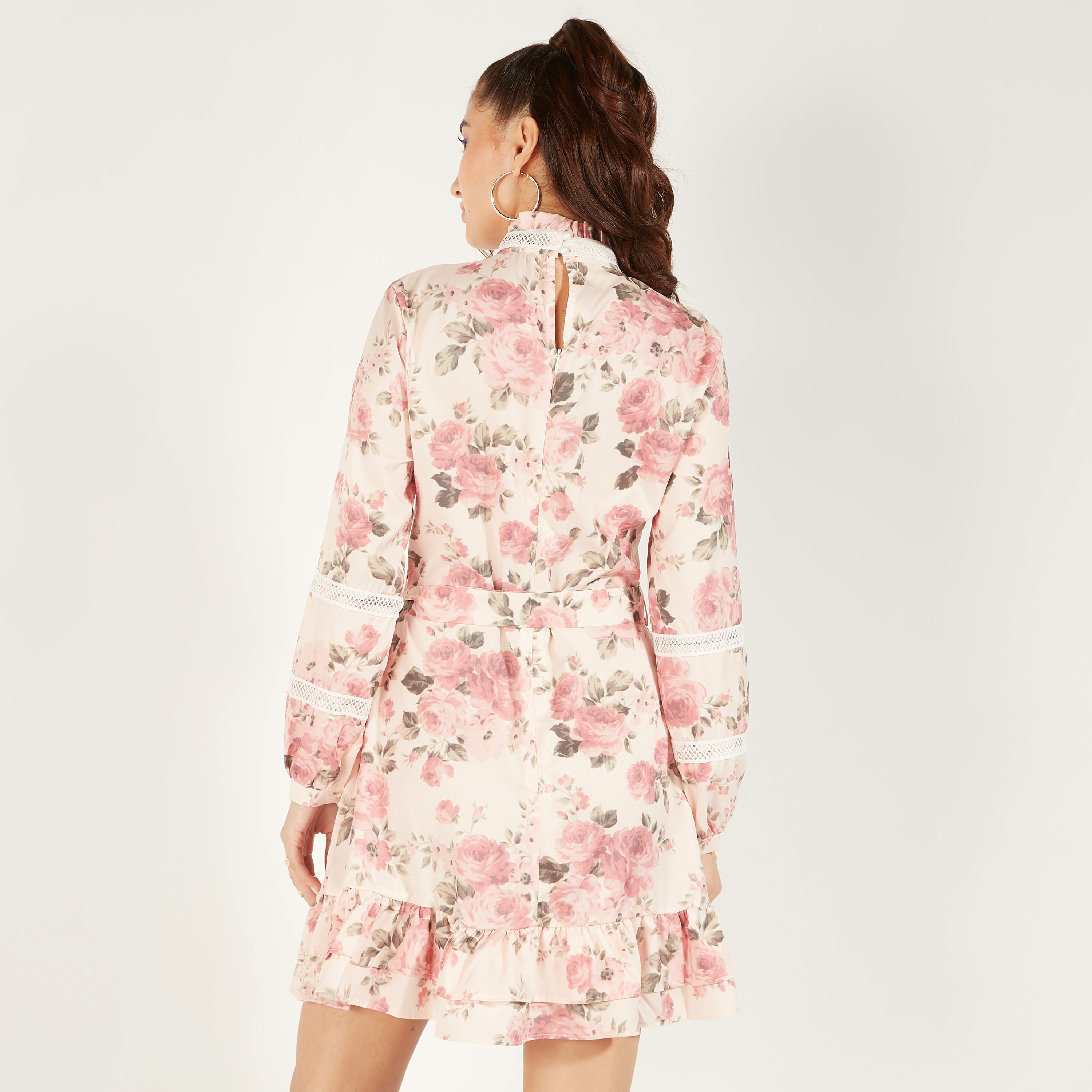 2Xtremz Floral Print A-line Mini Dress with Lace Detail-women-clothing-dresses-image-4