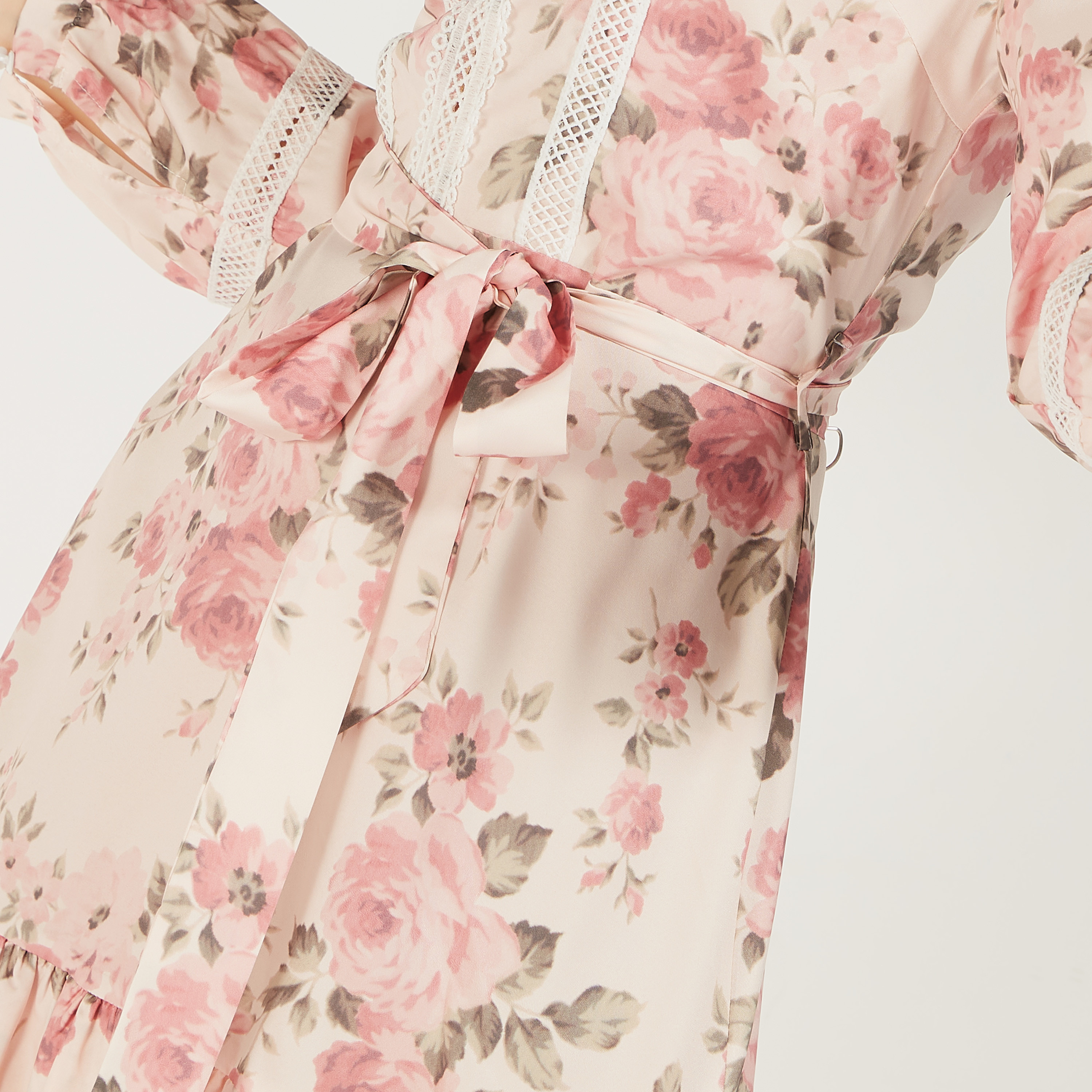 2Xtremz Floral Print A-line Mini Dress with Lace Detail-women-clothing-dresses-image-6