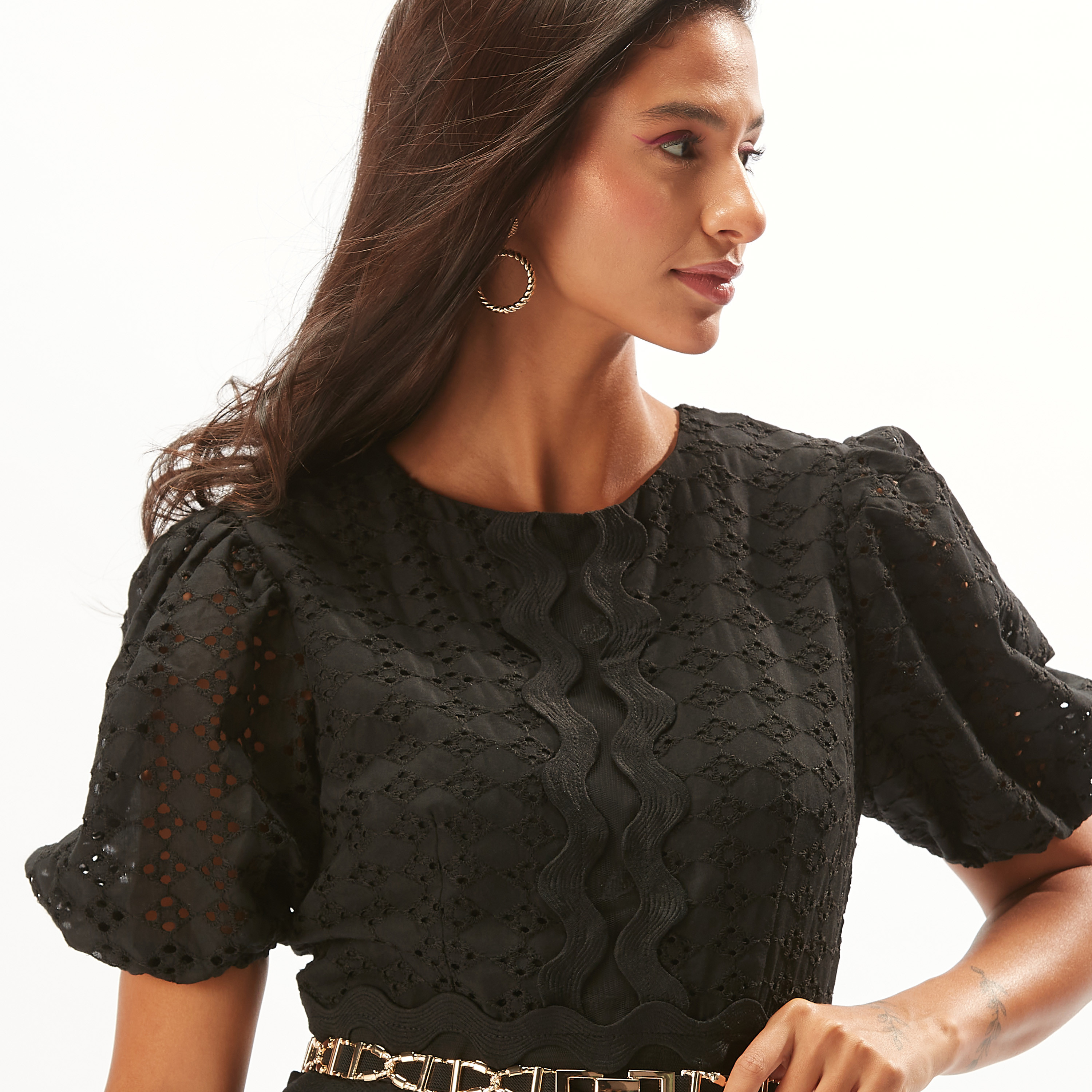 فستان طويل شيفلي بارز الملمس متعدد الطبقات بخصر مرن من توإكستريمز-women-clothing-dresses-image-3