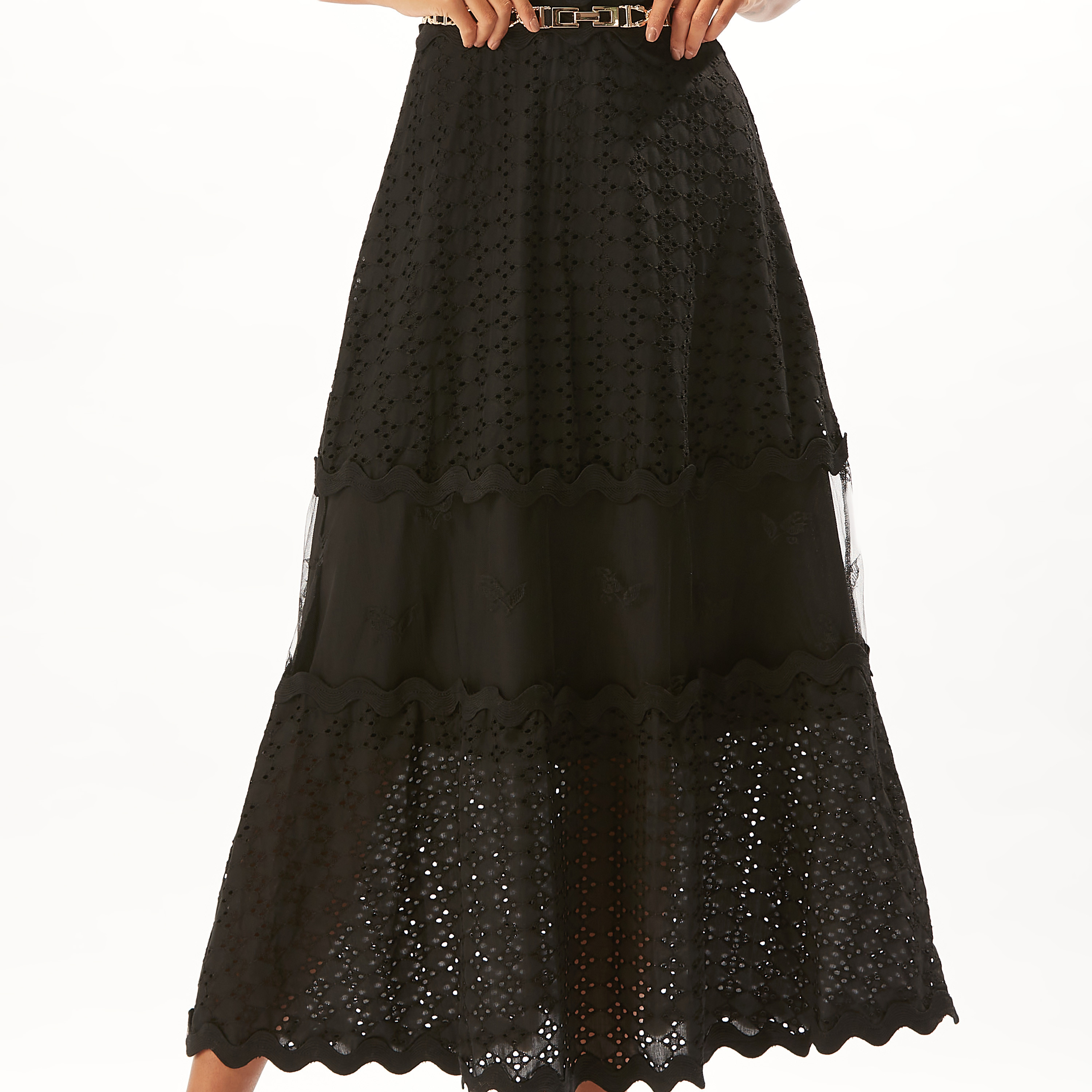 فستان طويل شيفلي بارز الملمس متعدد الطبقات بخصر مرن من توإكستريمز-women-clothing-dresses-image-6