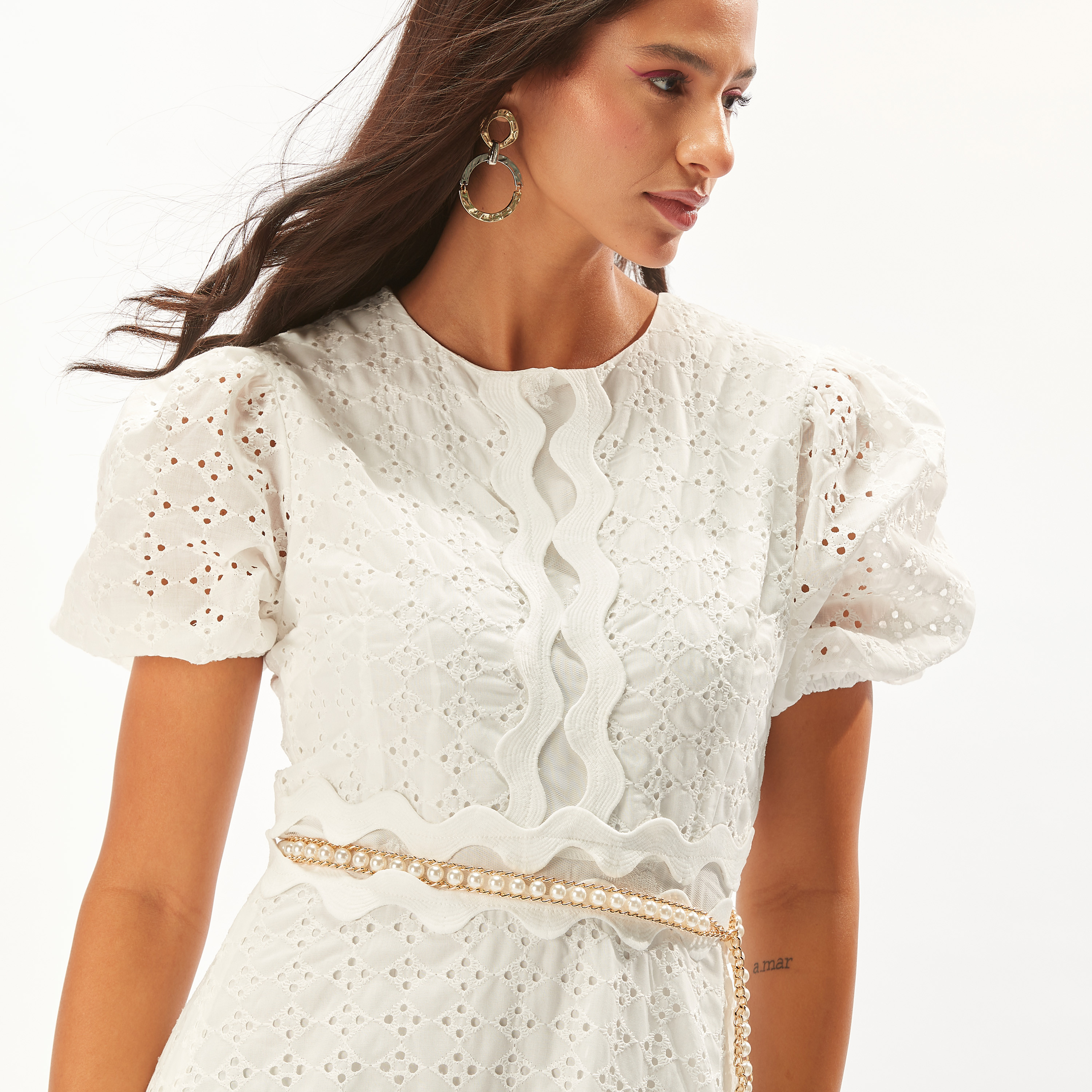 فستان طويل شيفلي بارز الملمس متعدد الطبقات بخصر مرن من توإكستريمز-women-clothing-dresses-image-15