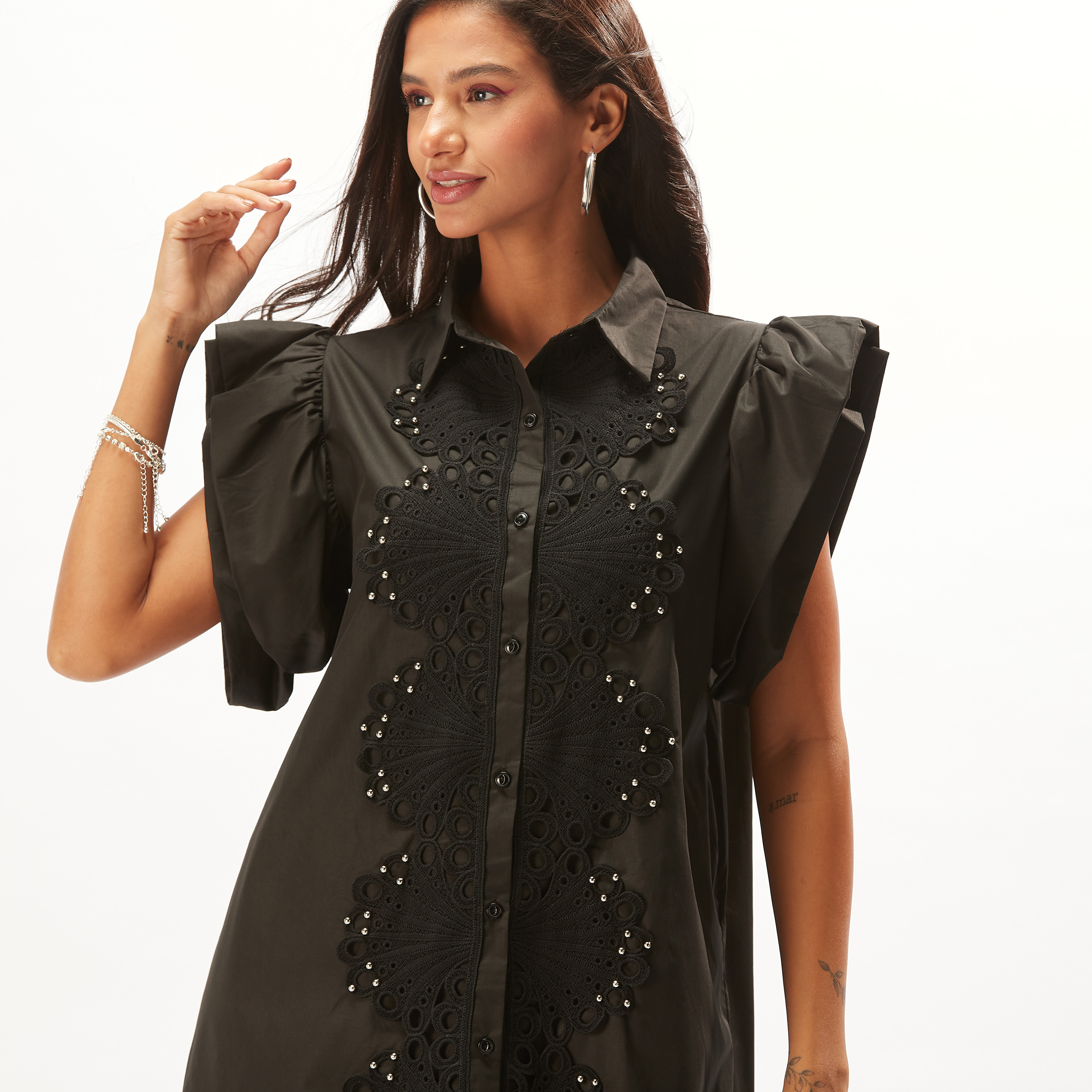 فستان تيشيرت بارز الملمس بأكمام قصيرة-women-clothing-dresses-image-3