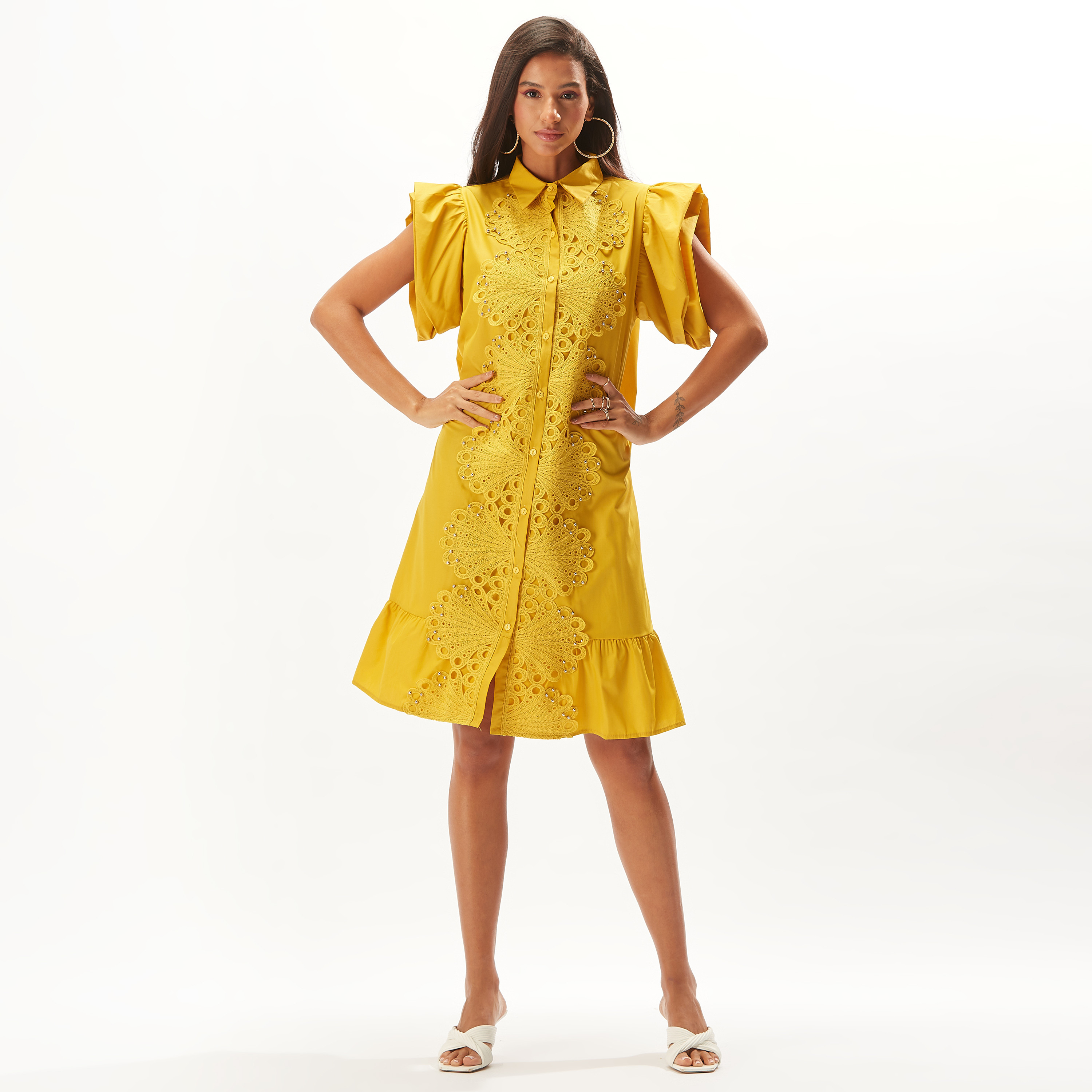 فستان تيشيرت بارز الملمس بأكمام قصيرة-women-clothing-dresses-image-7
