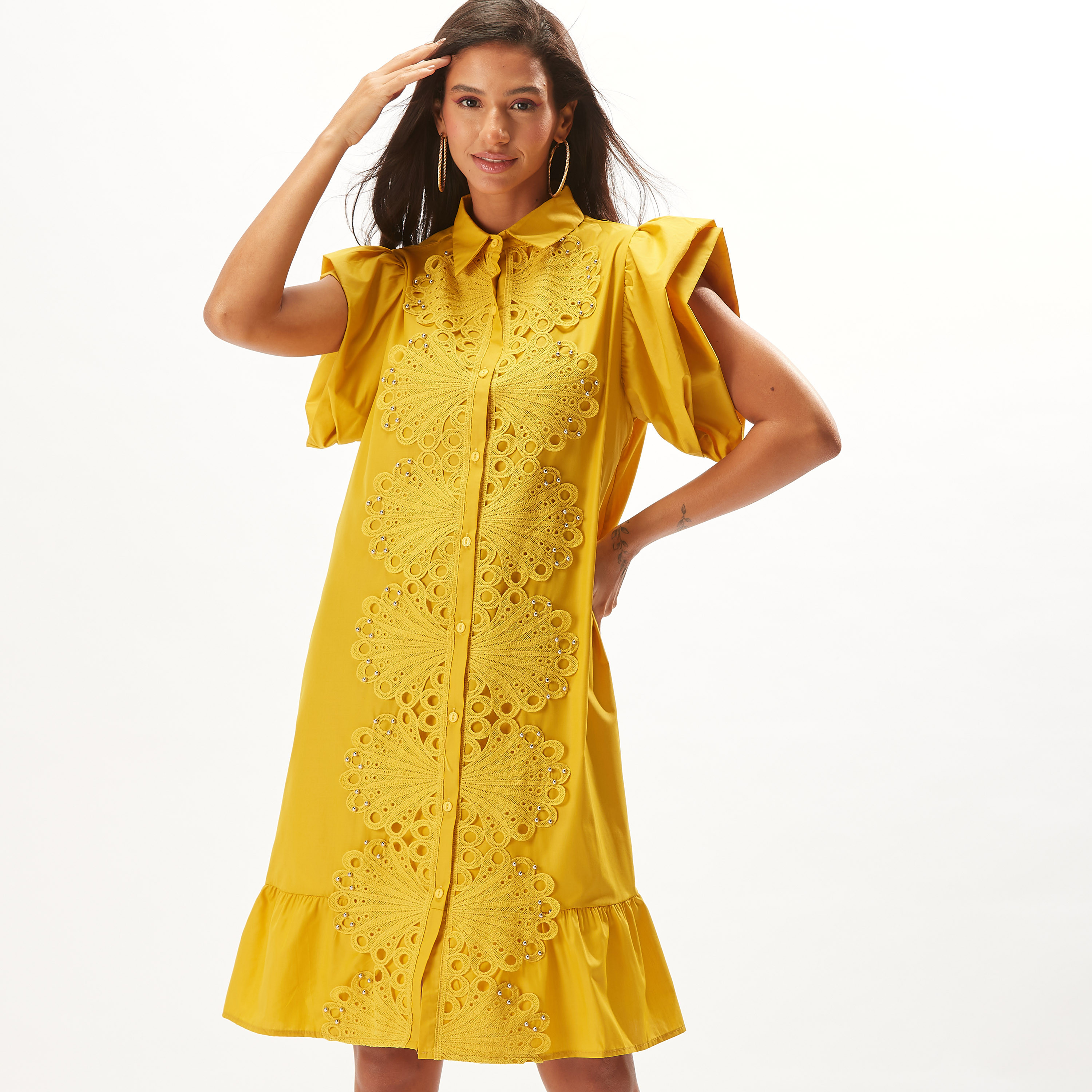 فستان تيشيرت بارز الملمس بأكمام قصيرة-women-clothing-dresses-image-8