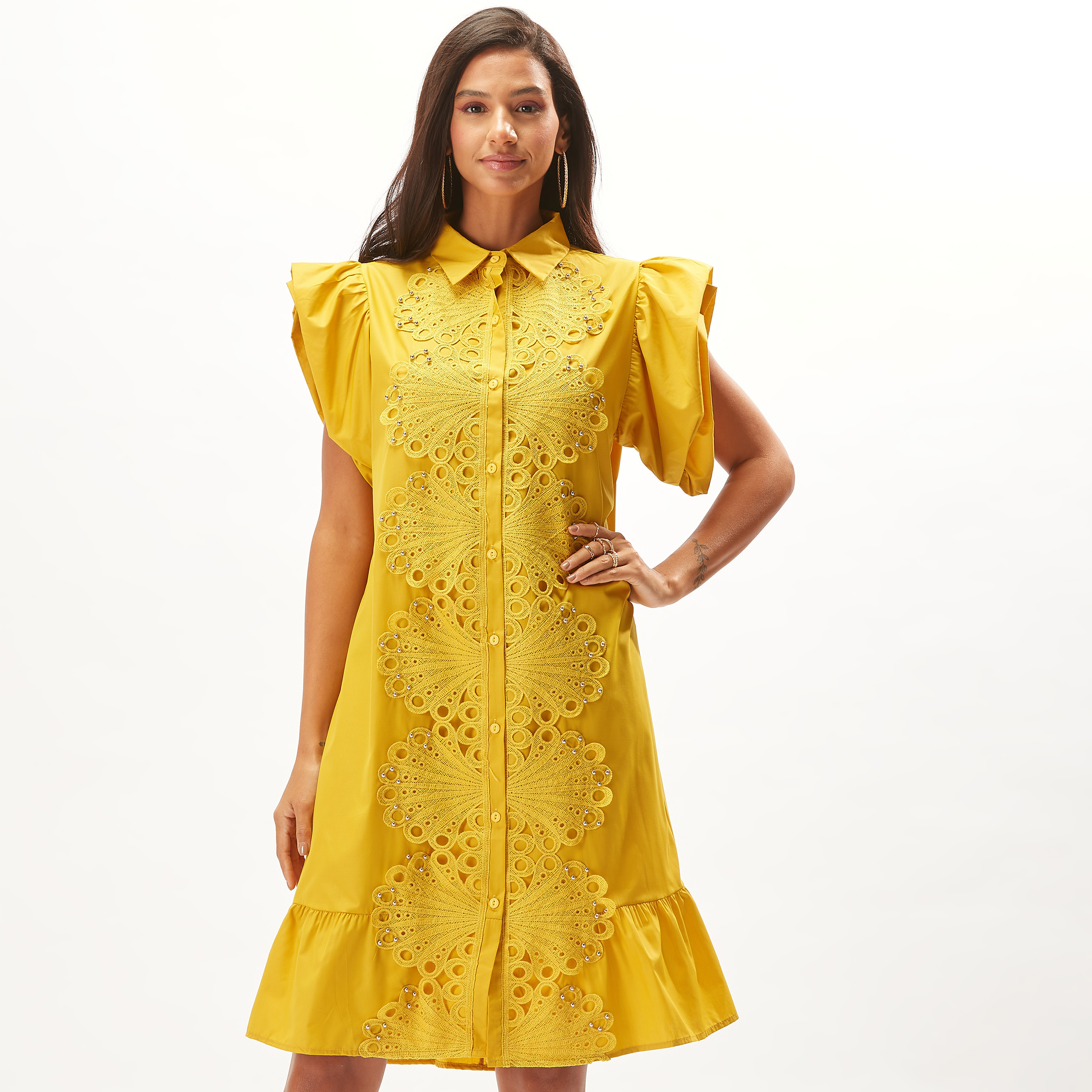 فستان تيشيرت بارز الملمس بأكمام قصيرة-women-clothing-dresses-image-11