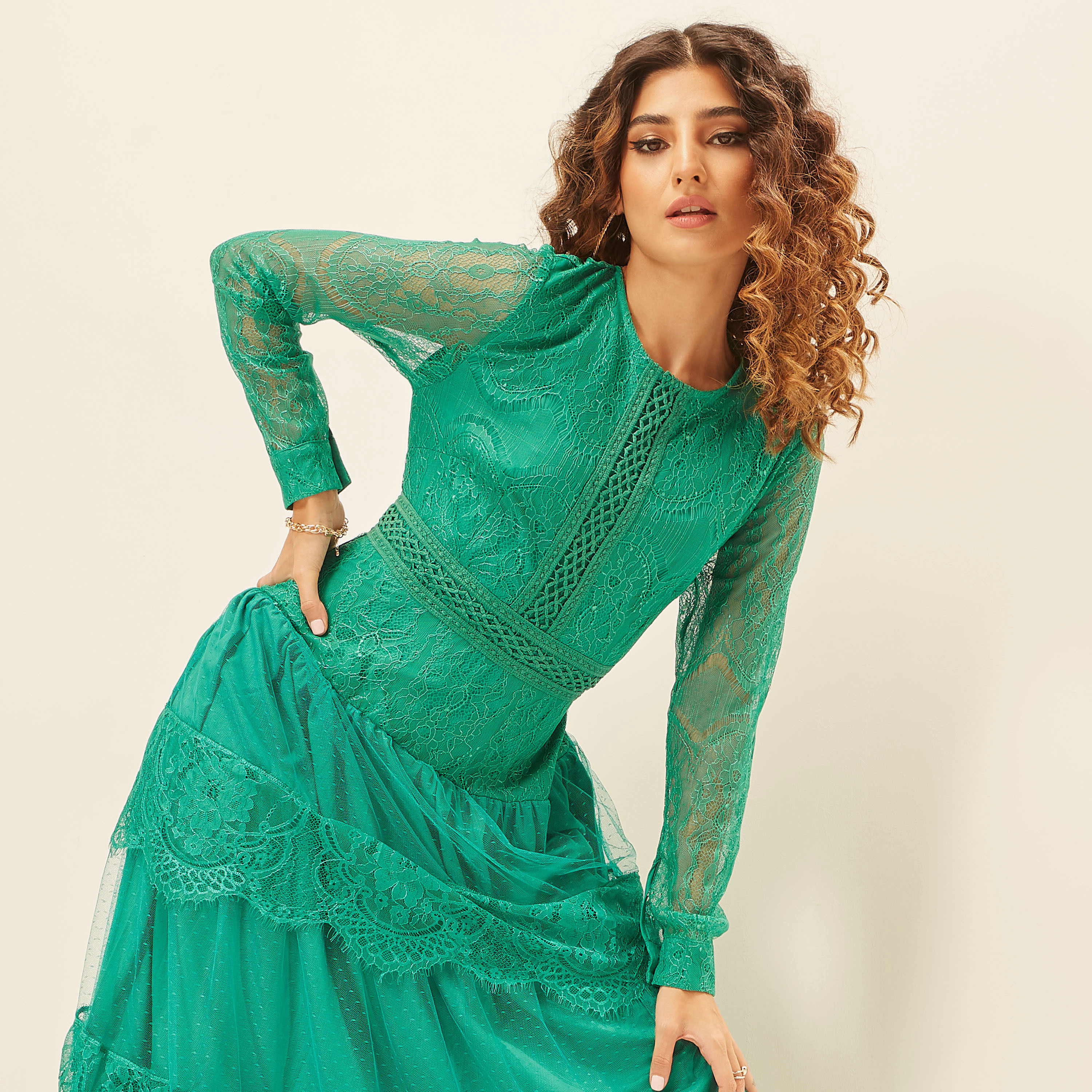 فستان إيه لاين طويل بأكمام طويلة وسحاب إغلاق ودانتيل من تو إكستريمز-women-clothing-dresses-image-8