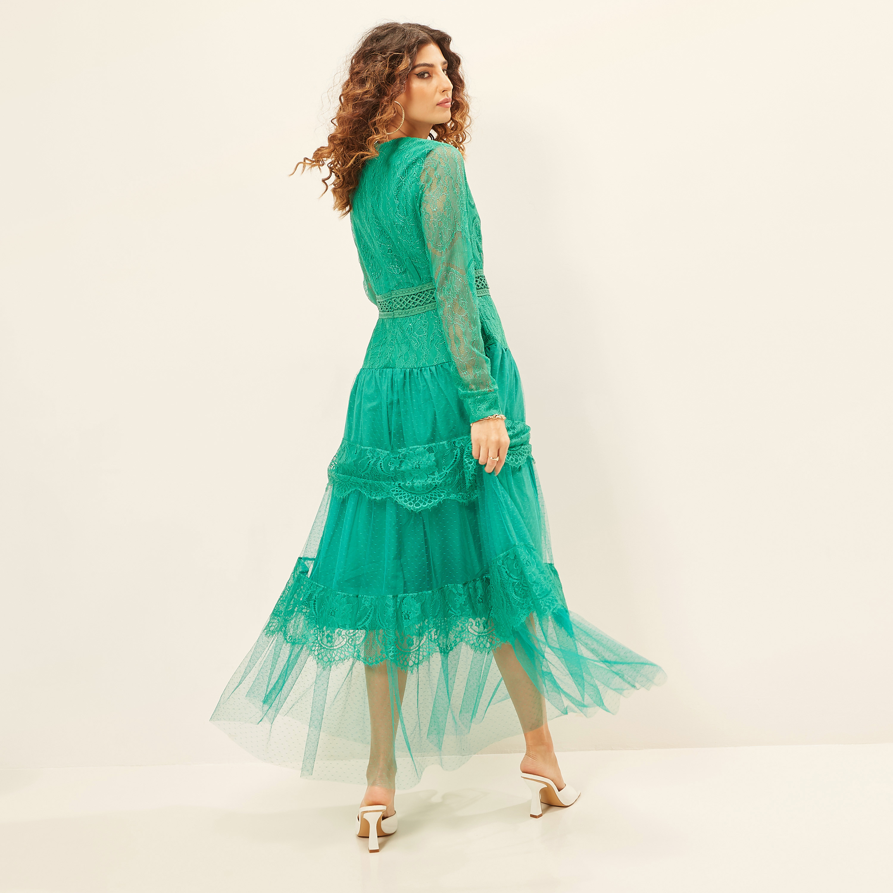 فستان إيه لاين طويل بأكمام طويلة وسحاب إغلاق ودانتيل من تو إكستريمز-women-clothing-dresses-image-9