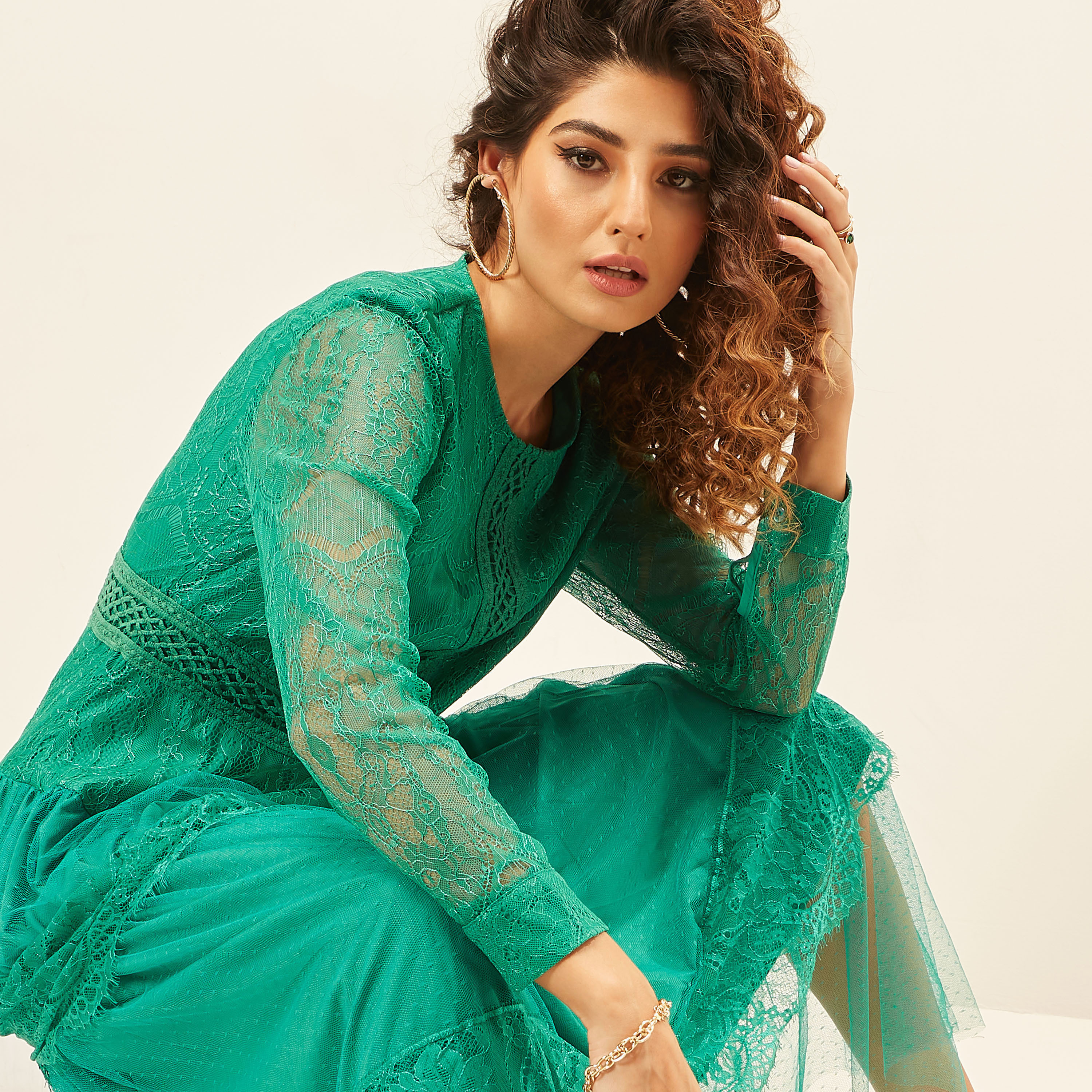 فستان إيه لاين طويل بأكمام طويلة وسحاب إغلاق ودانتيل من تو إكستريمز-women-clothing-dresses-image-10