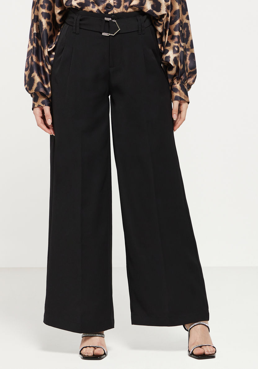 Buy 2Xtremz Solid Wide Leg Pant with Belt Detail and Pockets | Splash UAE