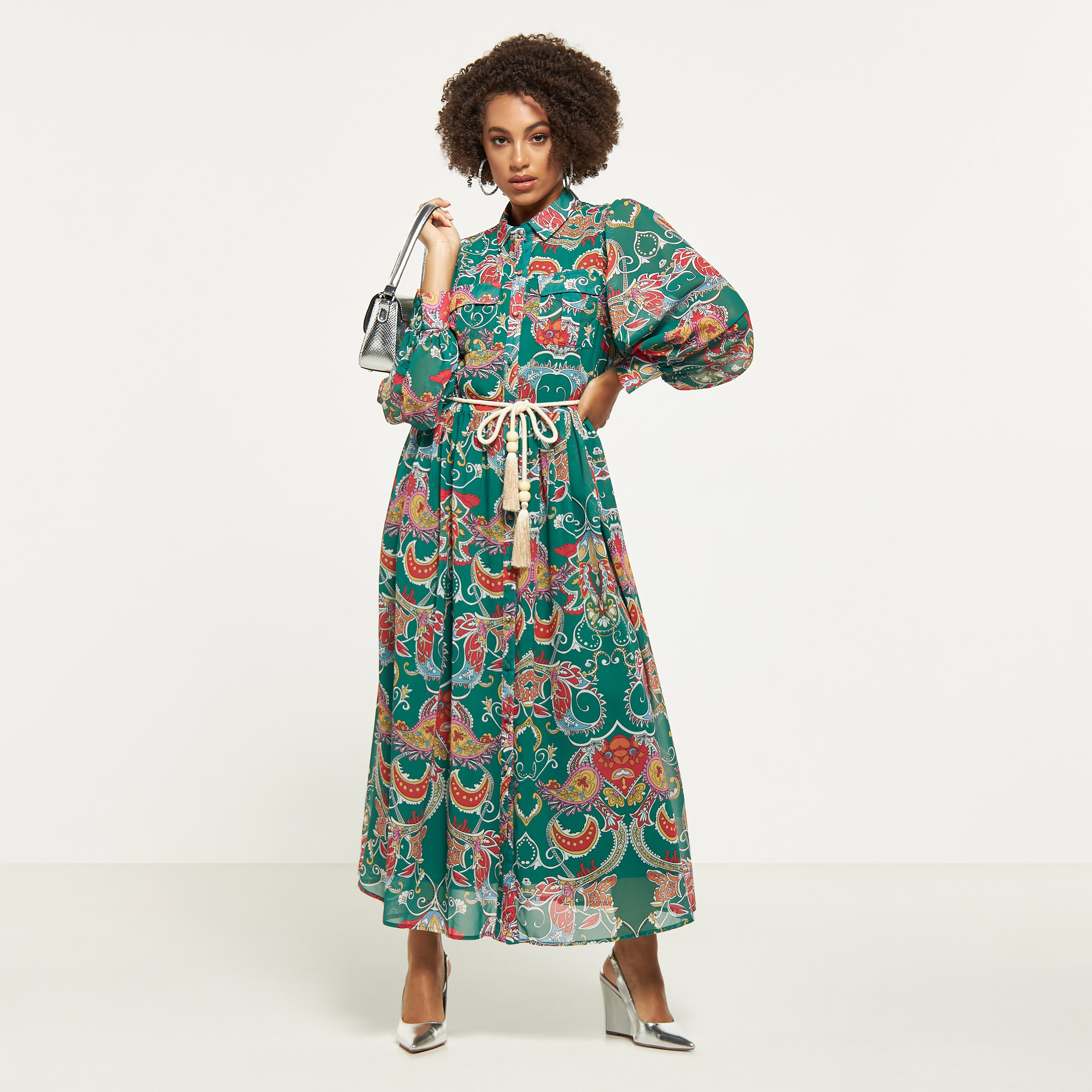 Paisley print outlet shirt dress