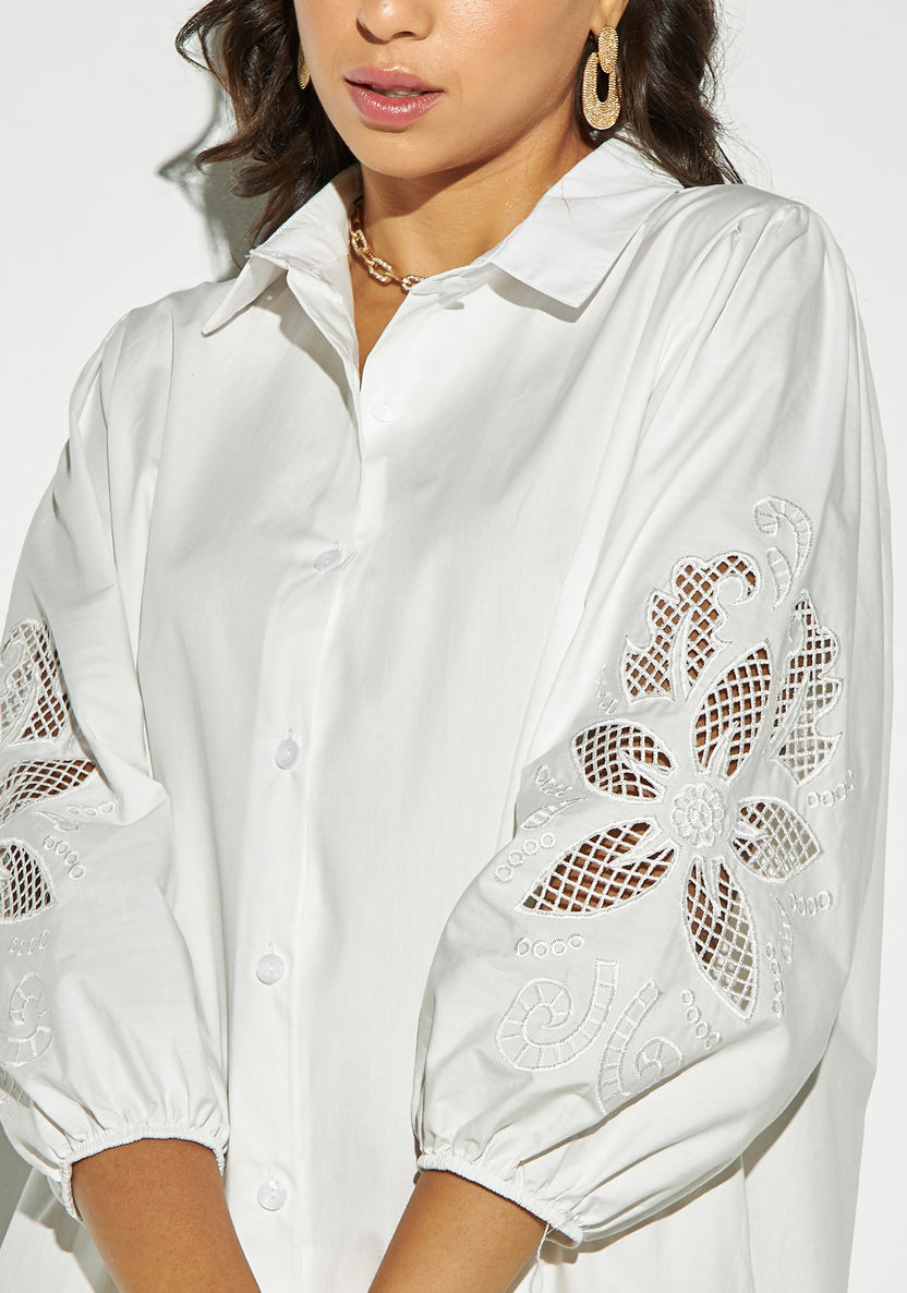 Buy 2Xtremz Lace Detail Midi Shirt Dress with Flounce Hem | Splash UAE