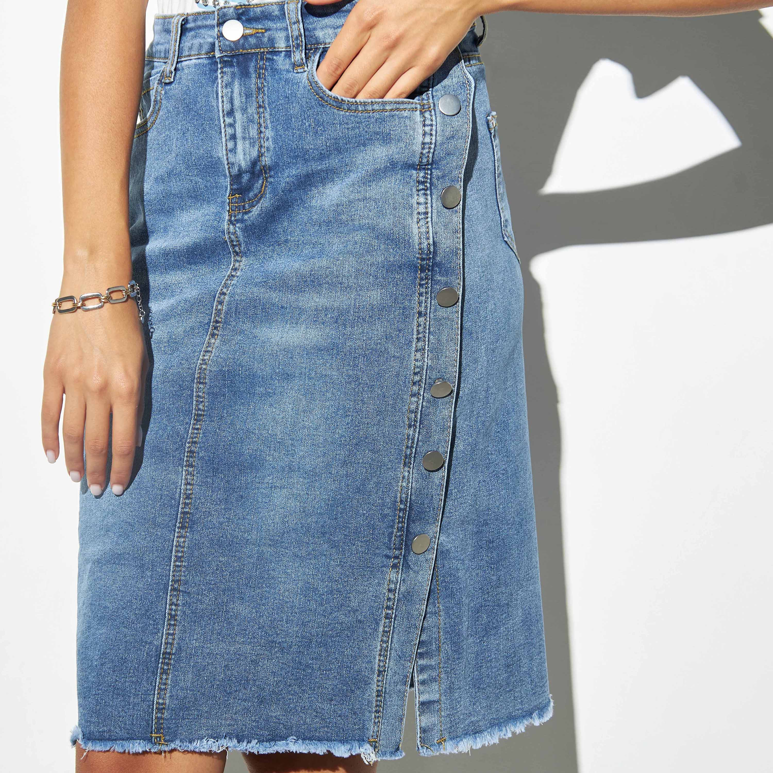 Button up sale jean skirt