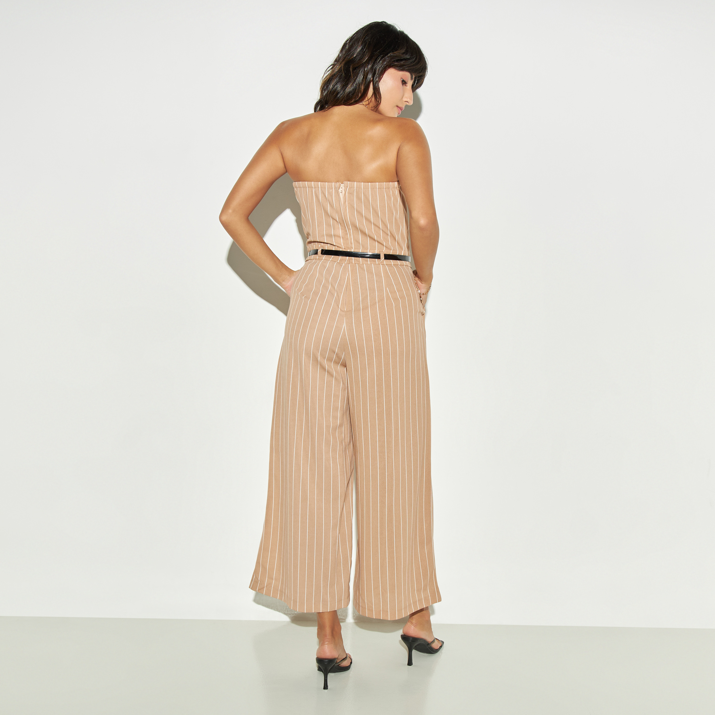 Striped hot sale bandeau jumpsuit