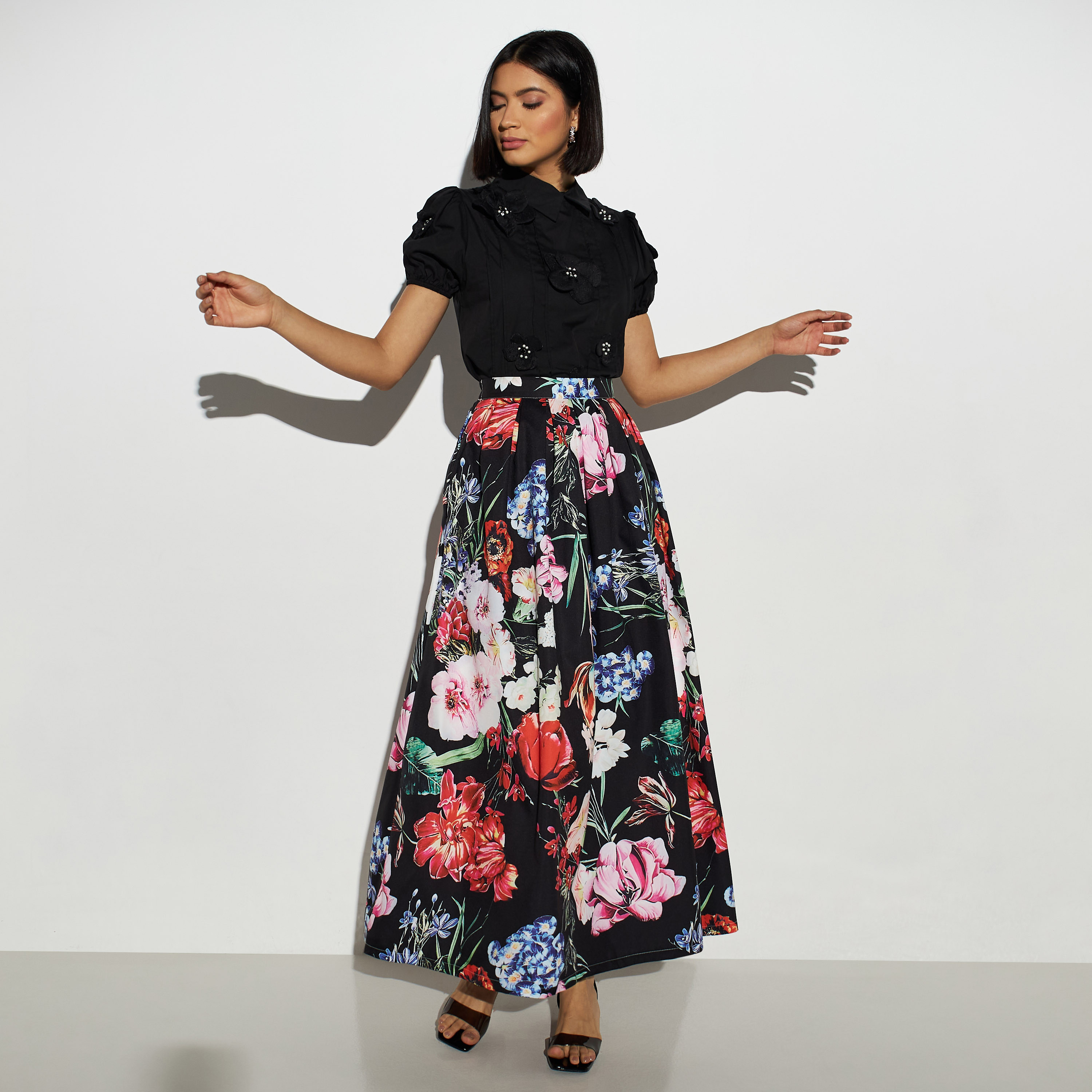 Shop 2Xtremz All-Over Floral Print A-line Maxi Skirt with