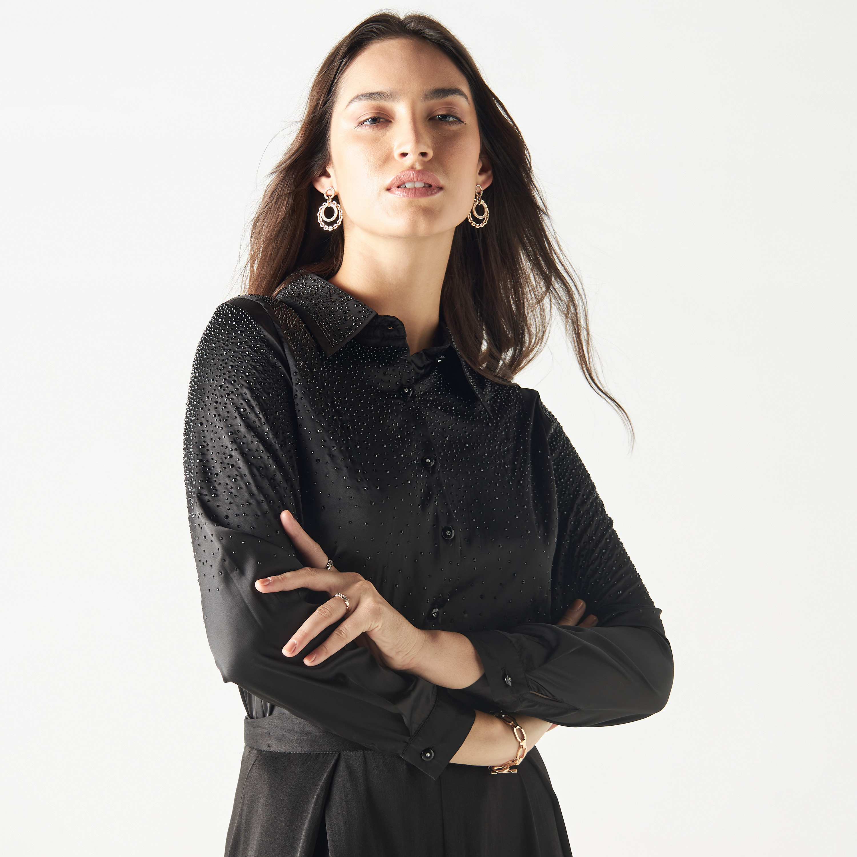 2Xtremz Embellished Shirt with Long Sleeves-women-clothing-shirtsandblouses-shirts-image-1