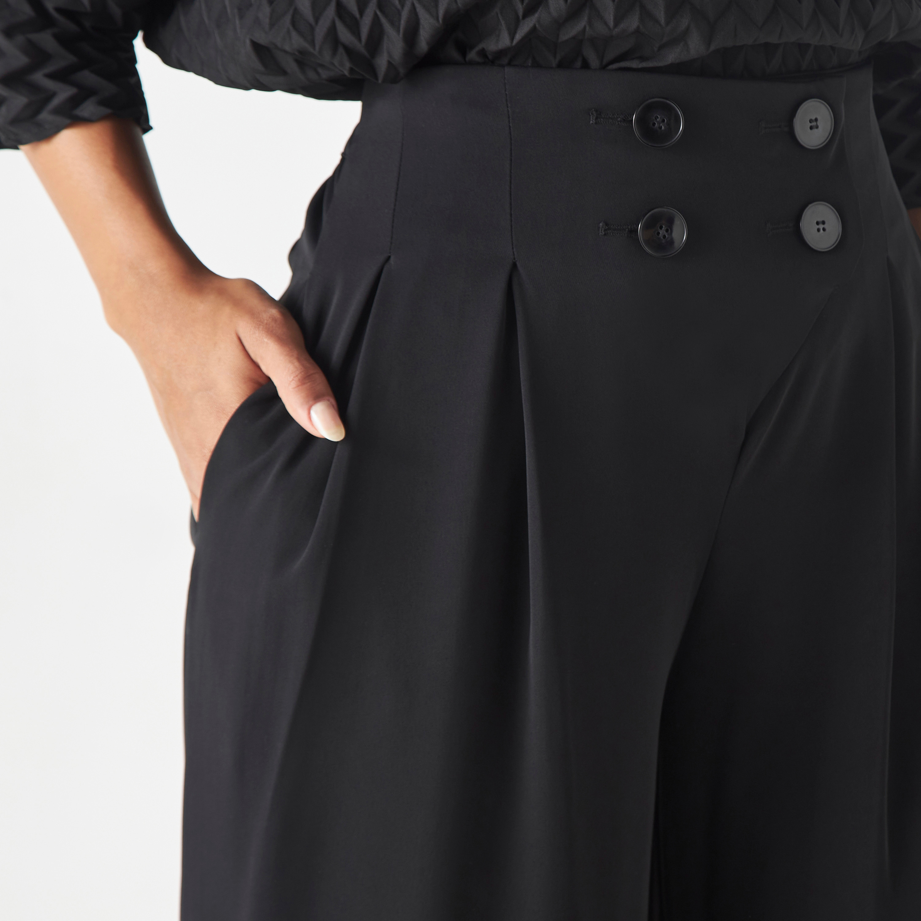 Shop 2Xtremz Wide Leg Pants with Button Detail Online