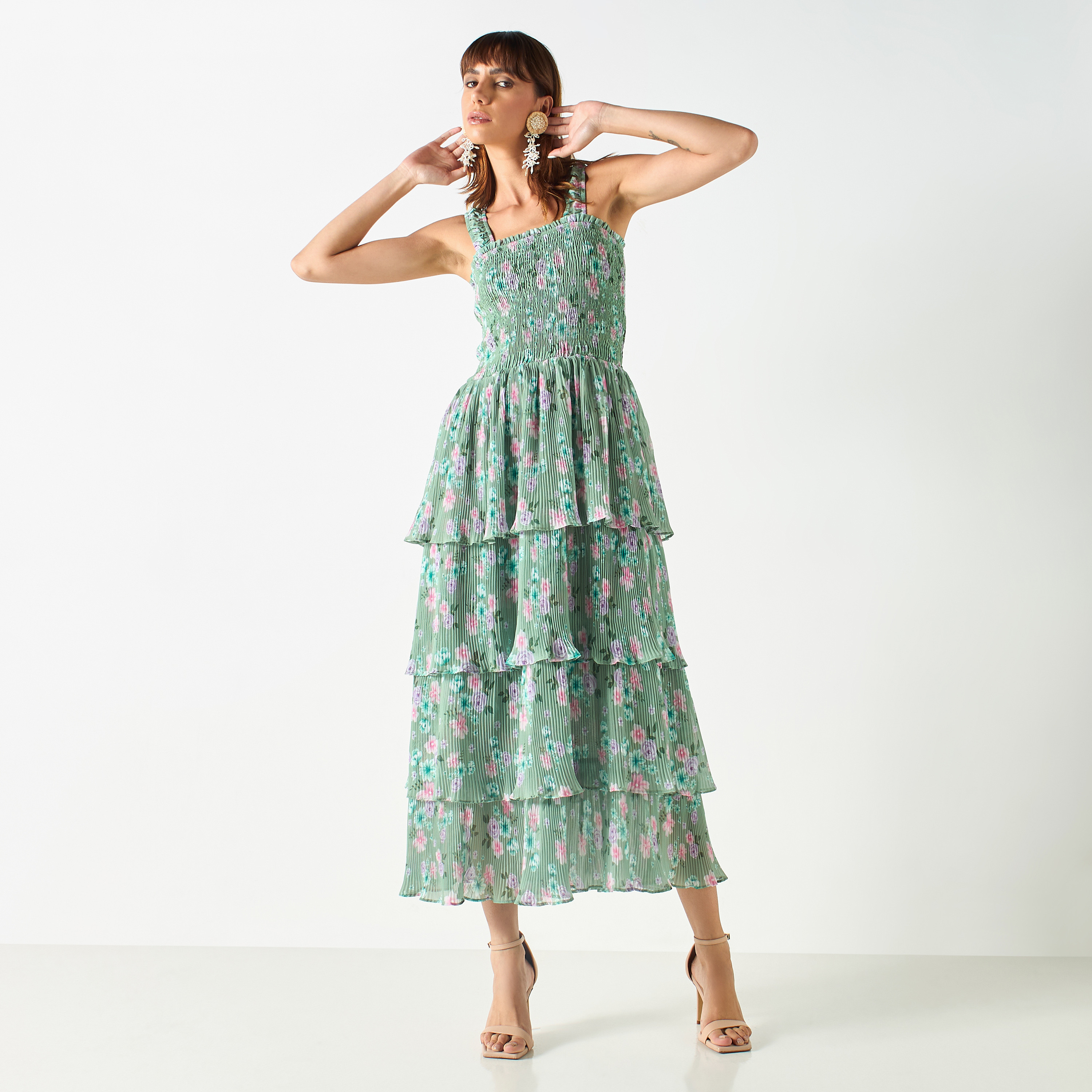 Shop 2Xtremz All-Over Floral Print Sleeveless Dress with
