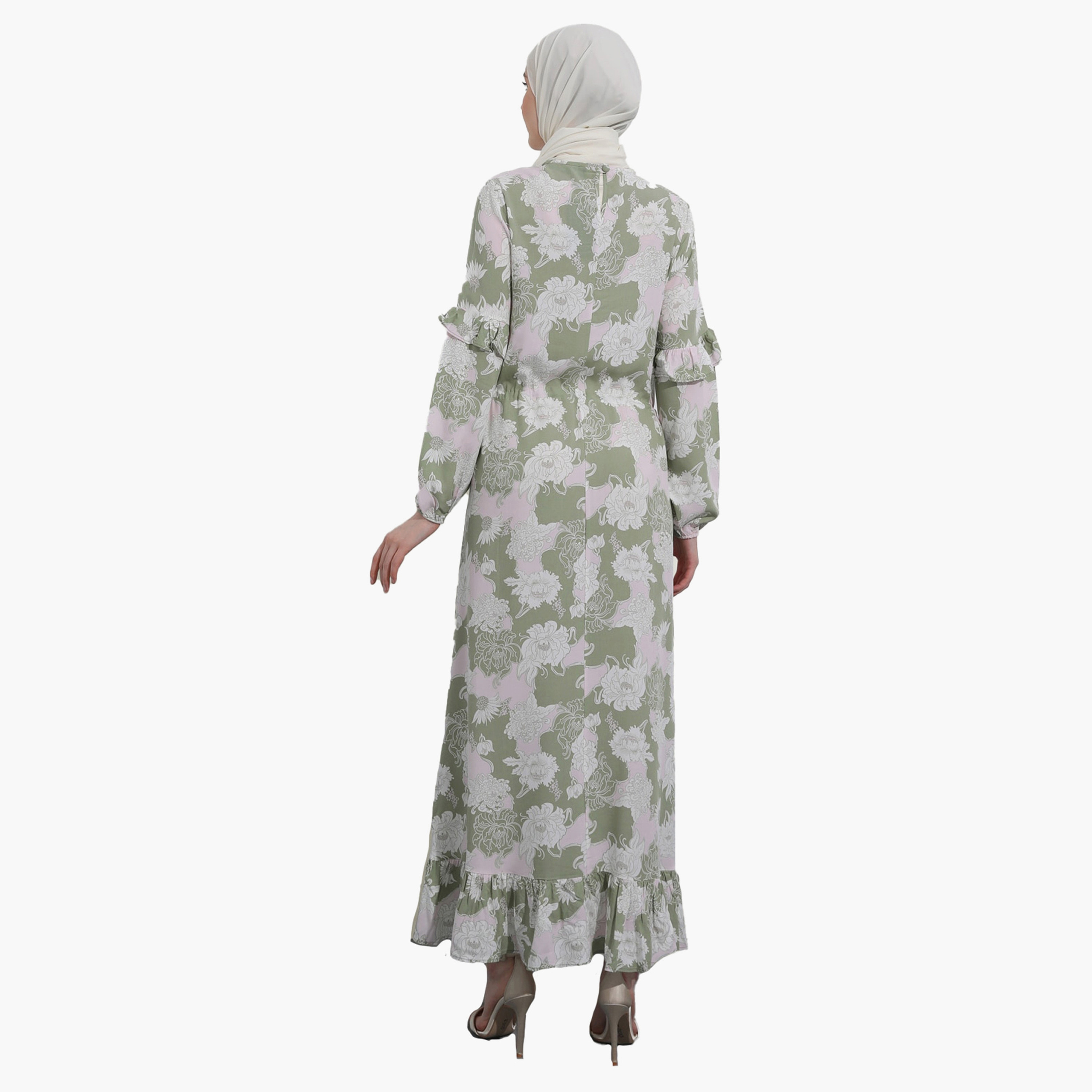 فستان متواضع مزين بالزهور ورقبة دائرية مع رباط الخصر من مودانيسا-women-clothing-dresses-image-5