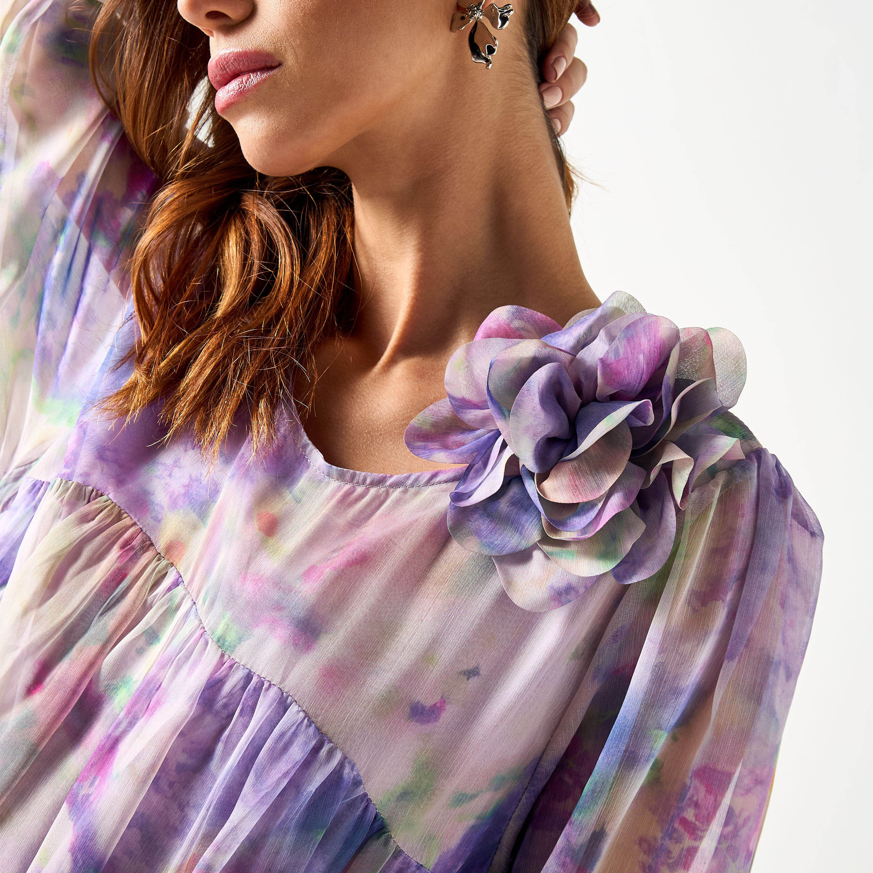 Shop 2Xtremz All-Over Print Dress with Volume Sleeves and
