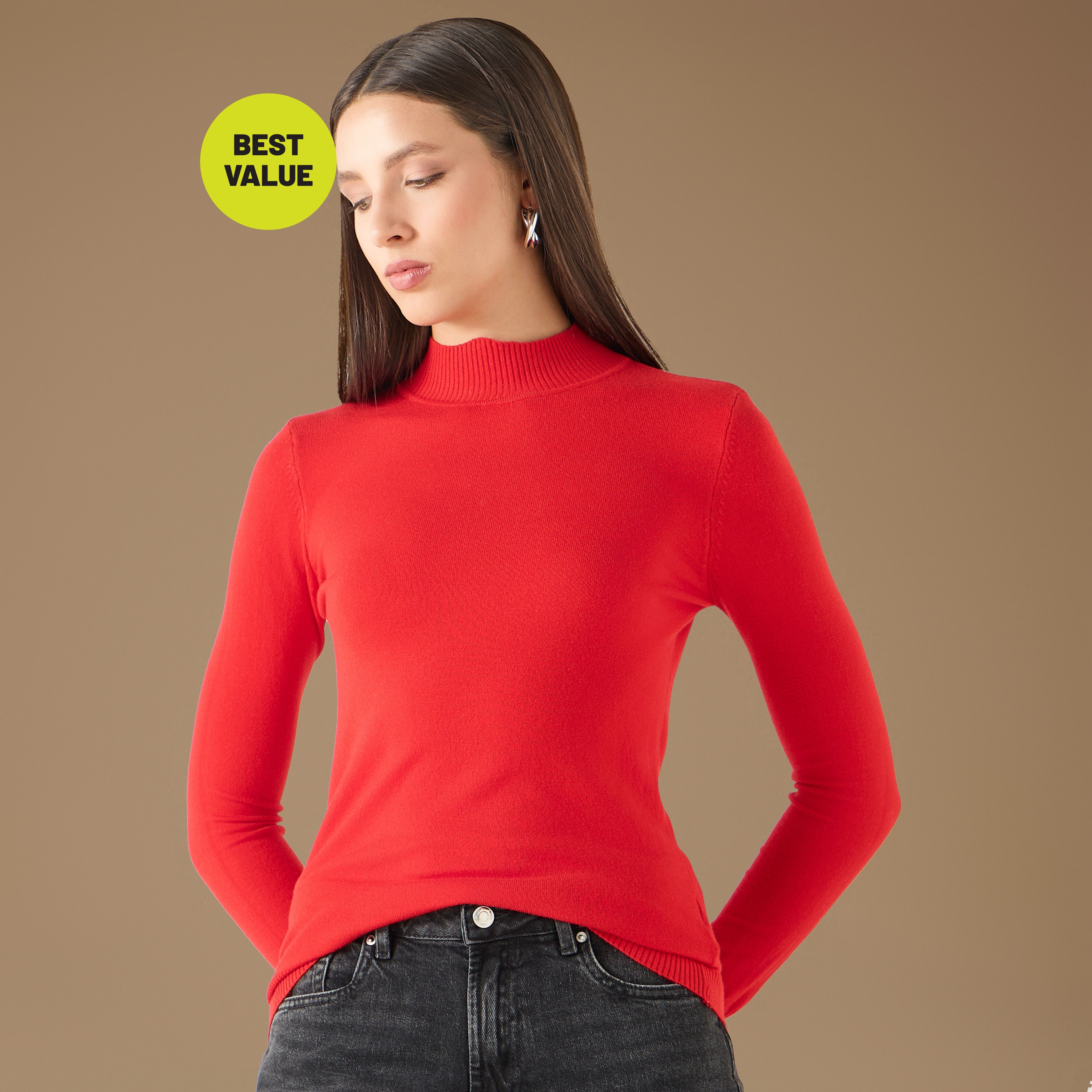 كنزة مضلّعة بياقة عالية وأكمام طويلة من تو إكستريمز-women-clothing-cardigansandjumpers-jumpers-image-1