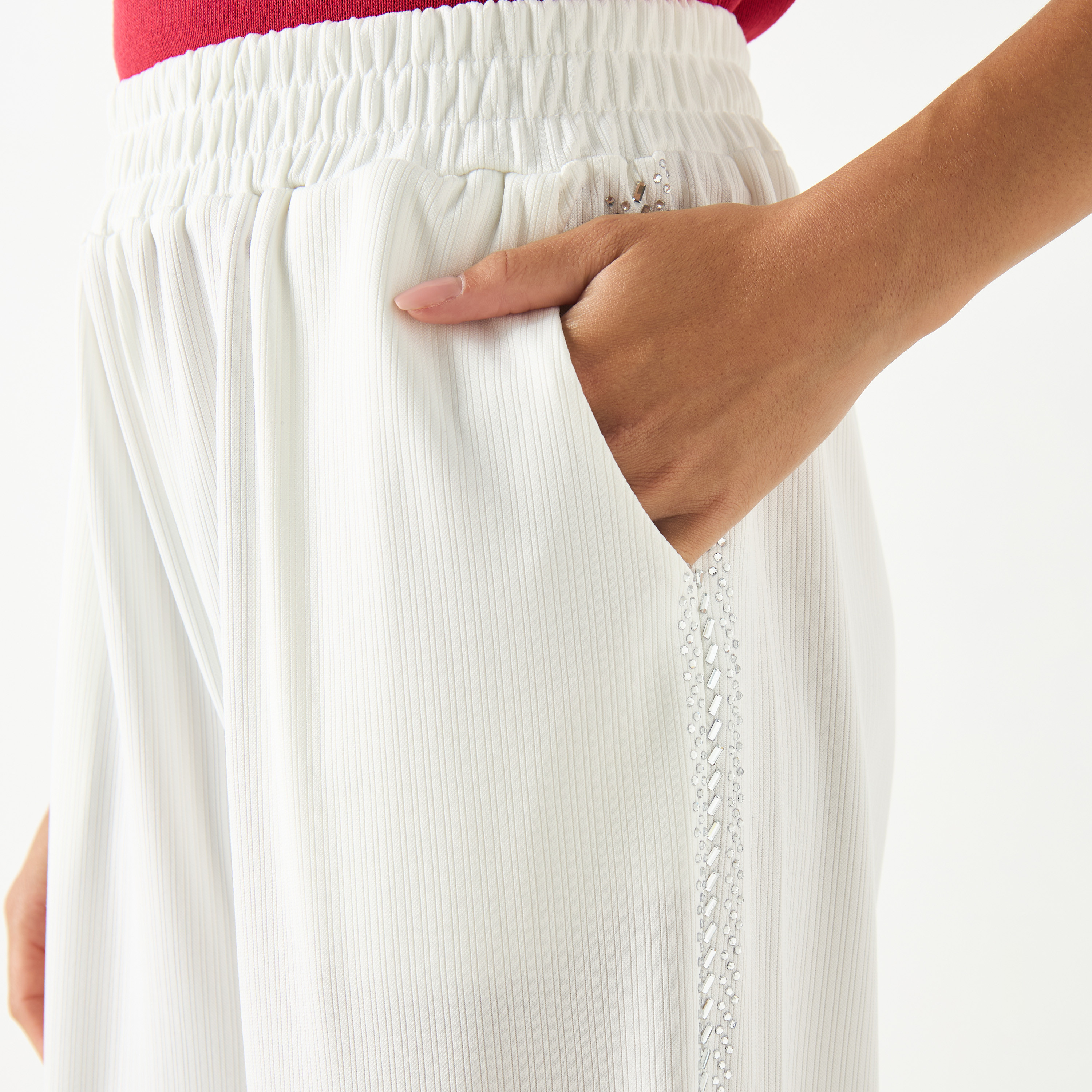 2Xtremz Textured Flexi Waist Pants with Pockets-women-clothing-trousers-image-4