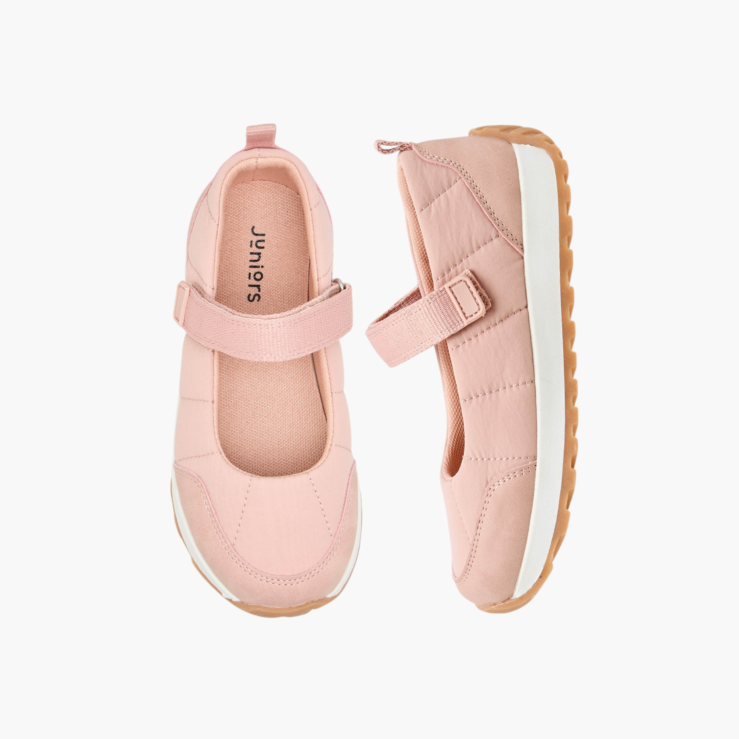 Juniors Textured Mary Jane Shoes with Hook and Loop Closure-girls-shoes-sneakers-image-1