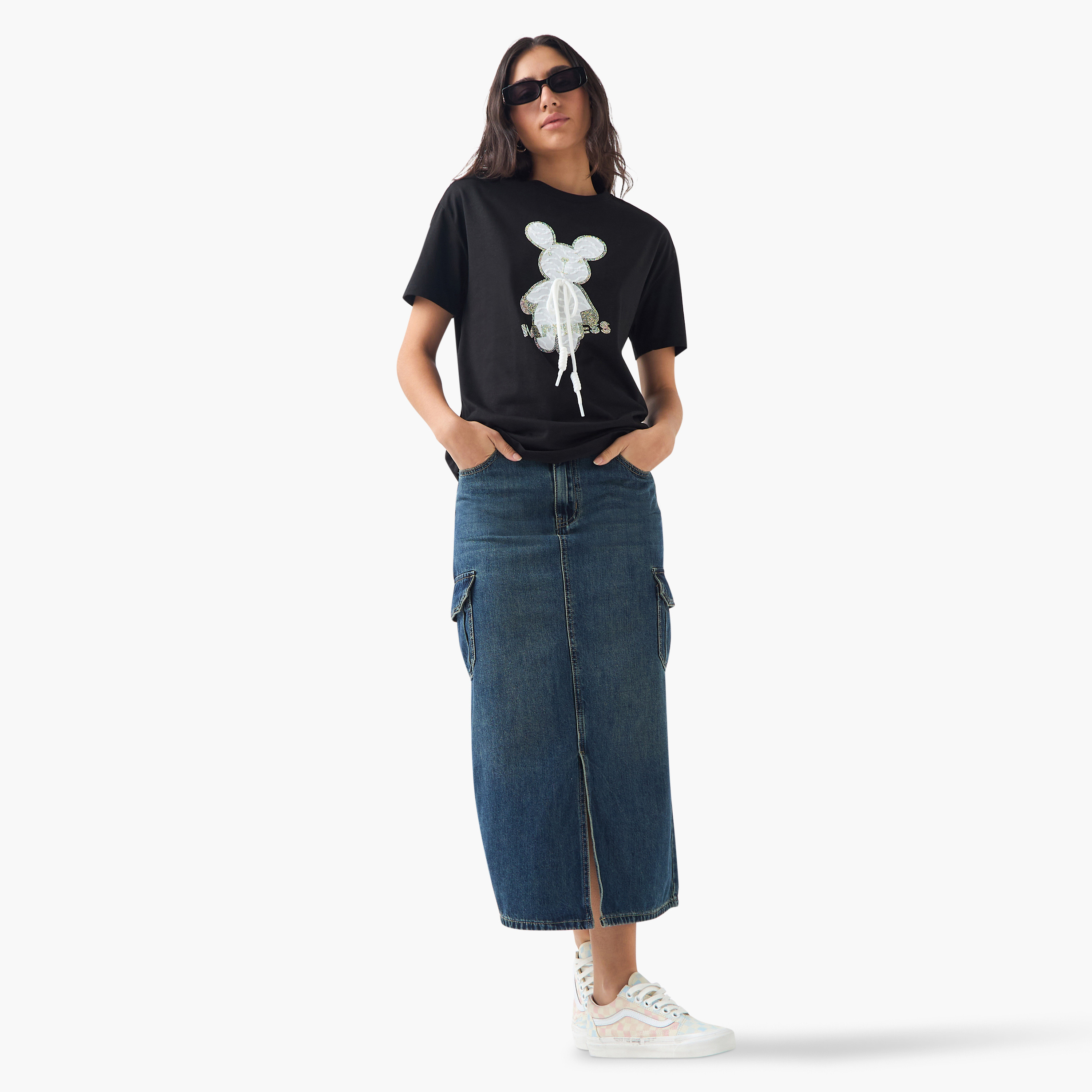 2Xtremz Embellished Crew Neck T-shirt with Short Sleeves-women-clothing-tshirts-image-2