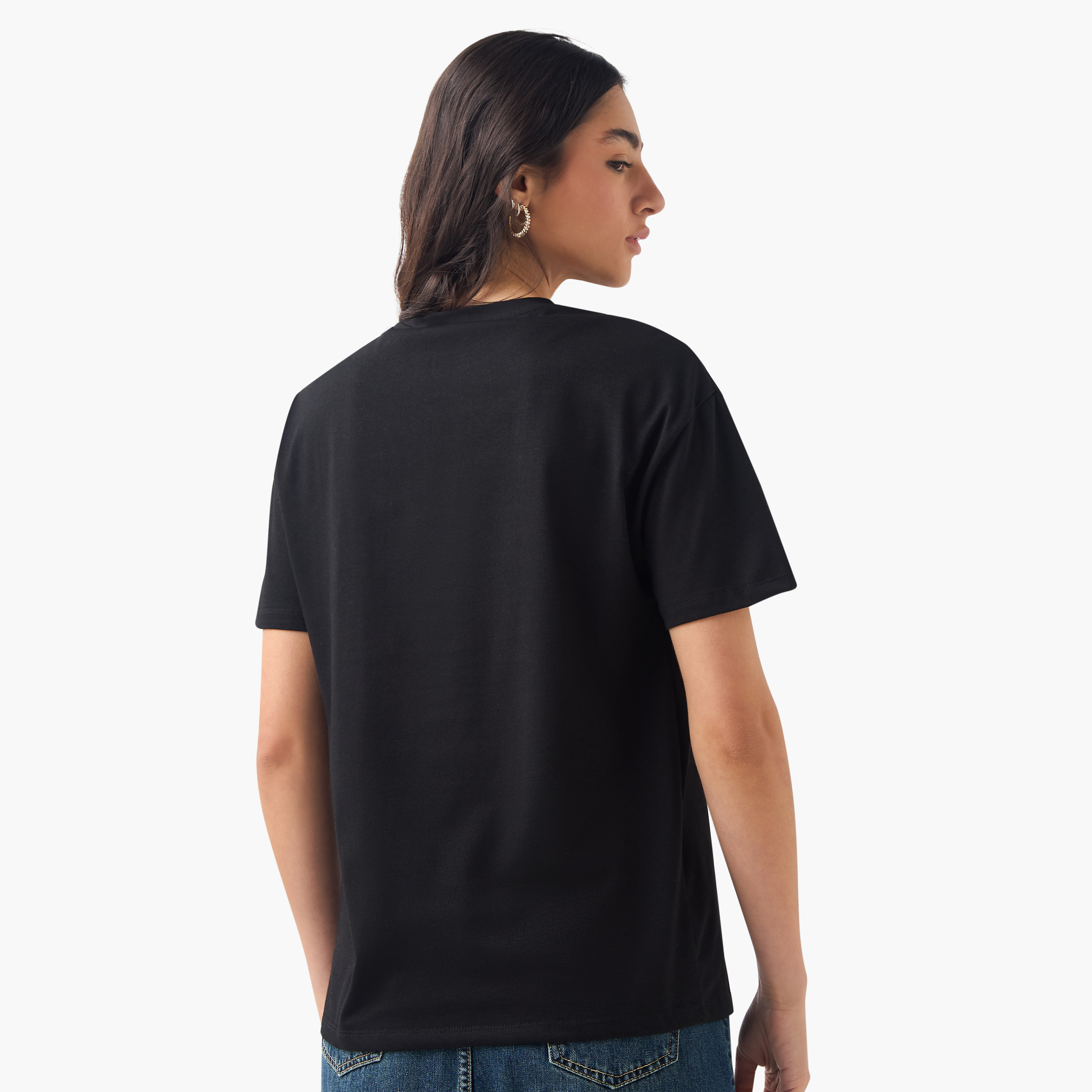2Xtremz Embellished Crew Neck T-shirt with Short Sleeves-women-clothing-tshirts-image-3
