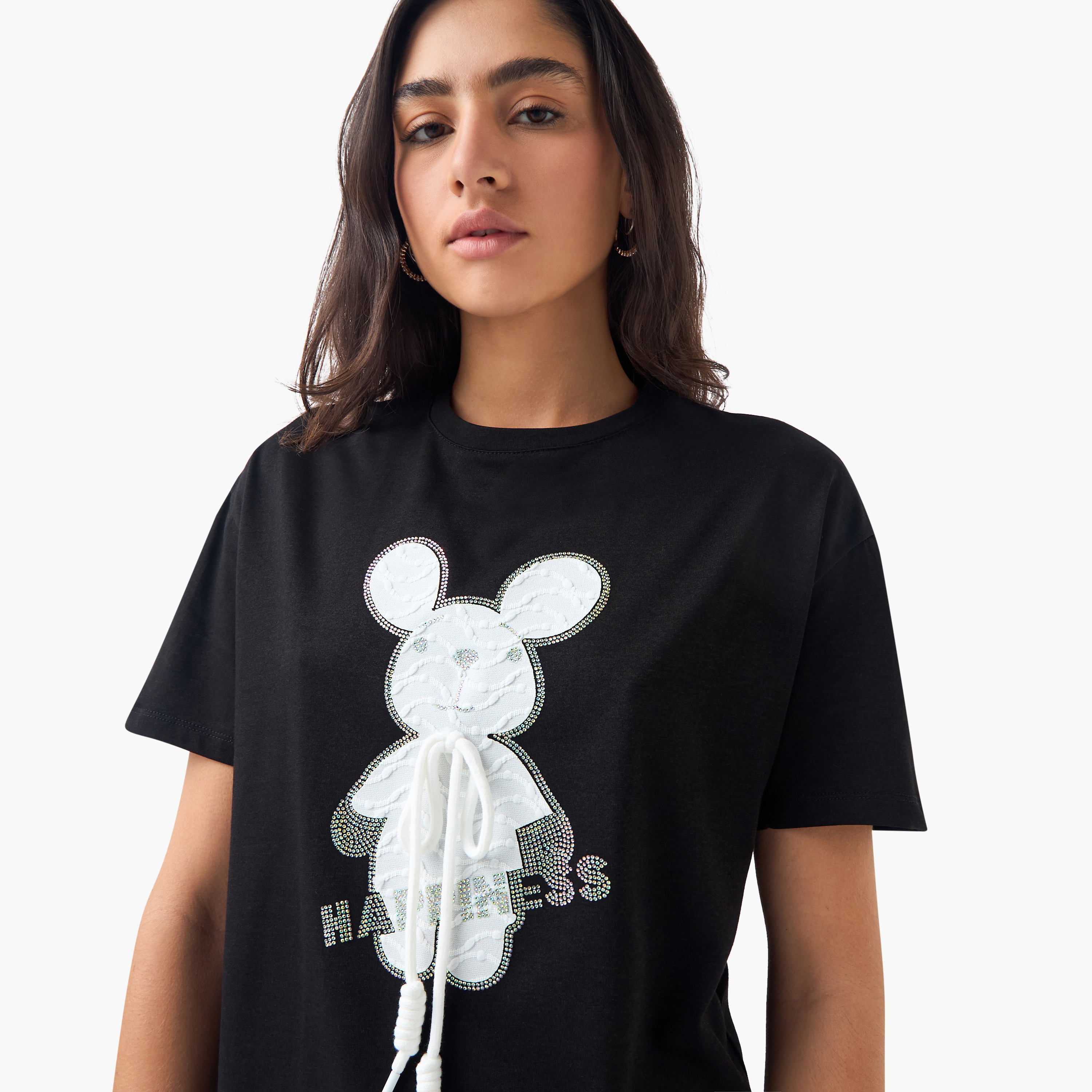 2Xtremz Embellished Crew Neck T-shirt with Short Sleeves-women-clothing-tshirts-image-4