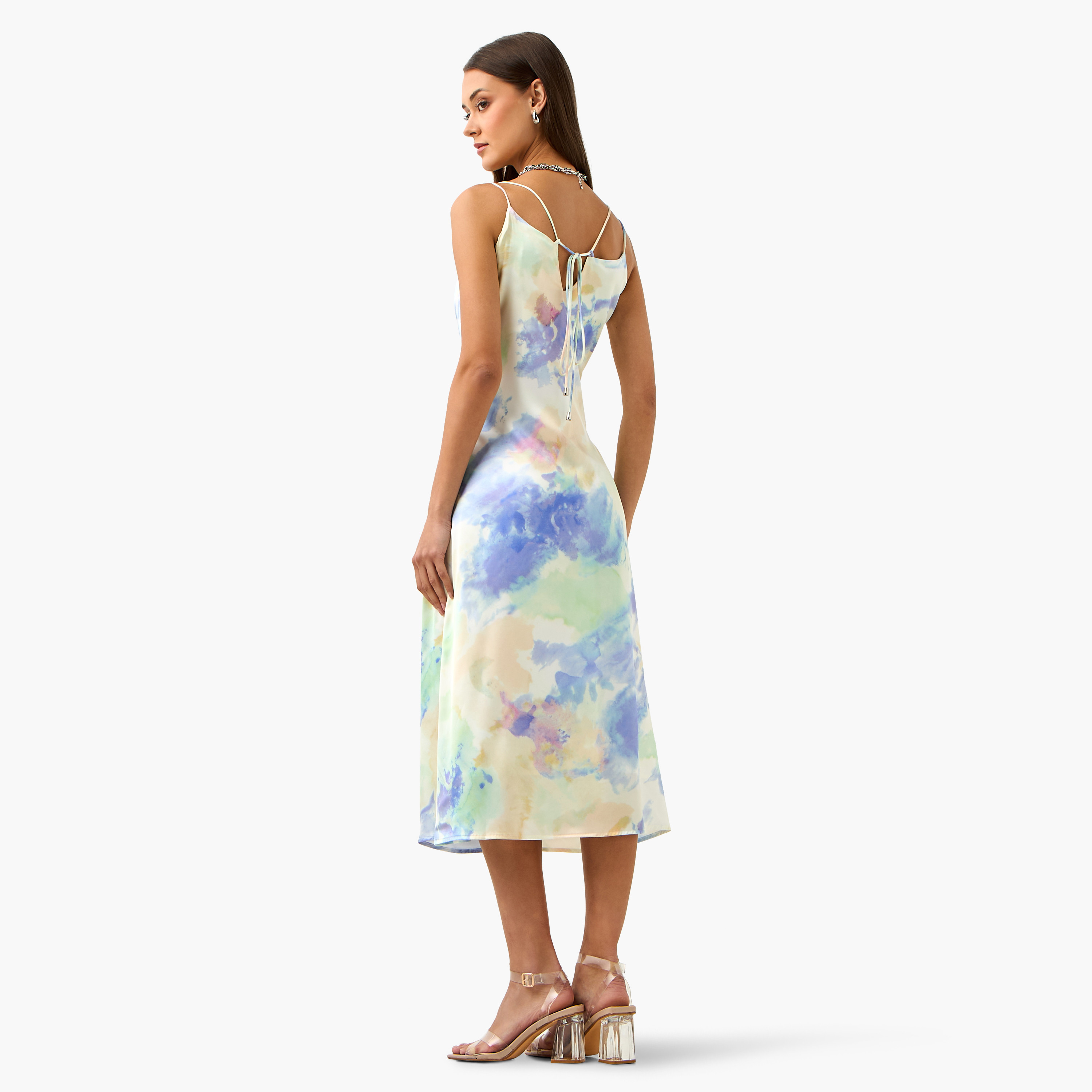 2Xtremz Tie Dye Print Satin Strappy Sleeveless Dress-women-clothing-dresses-image-3