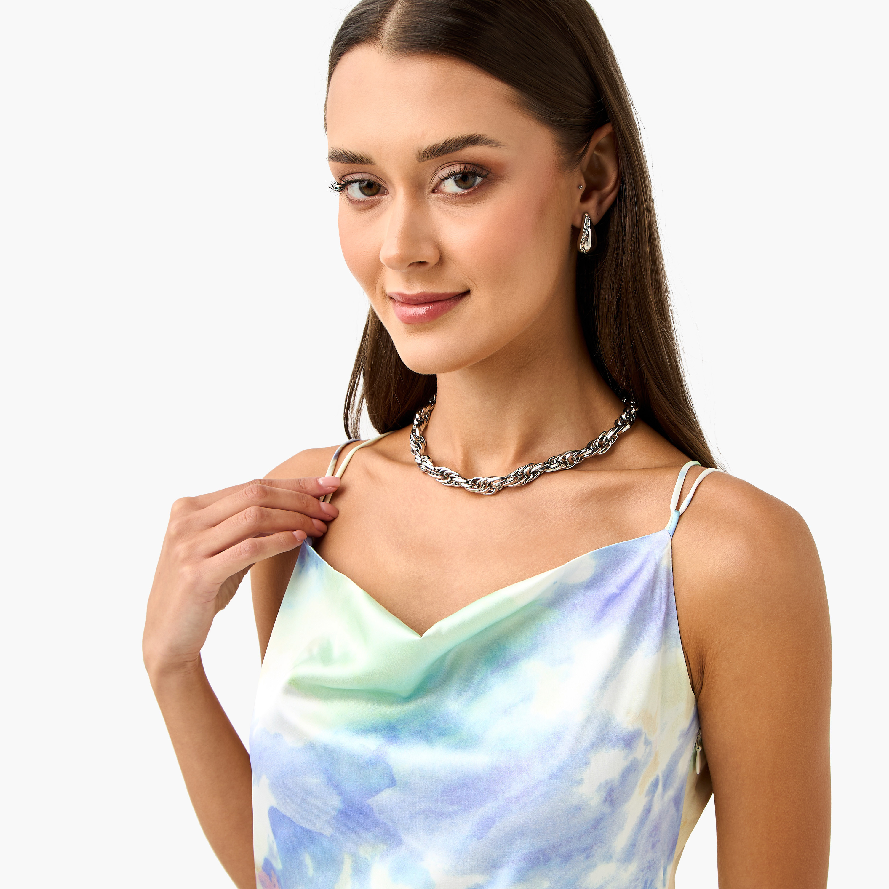 2Xtremz Tie Dye Print Satin Strappy Sleeveless Dress-women-clothing-dresses-image-4