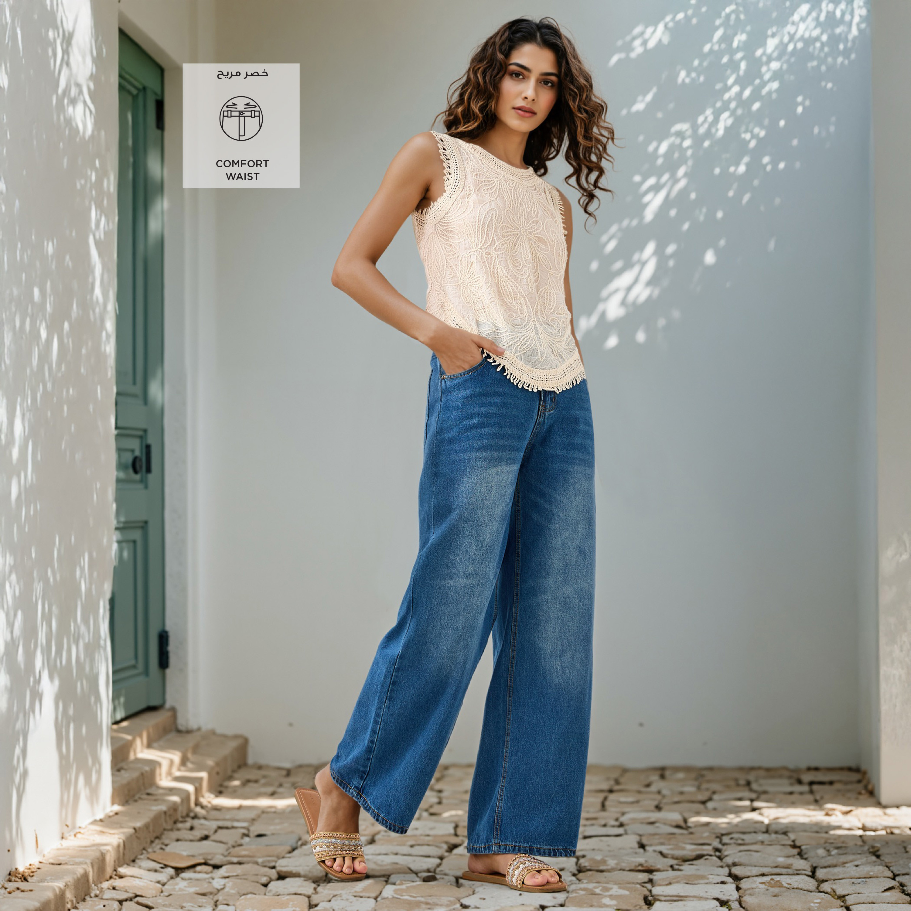 2Xtremz Straight Fit Jeans with Chain Detail and Pockets-women-clothing-bottoms-jeans-image-2