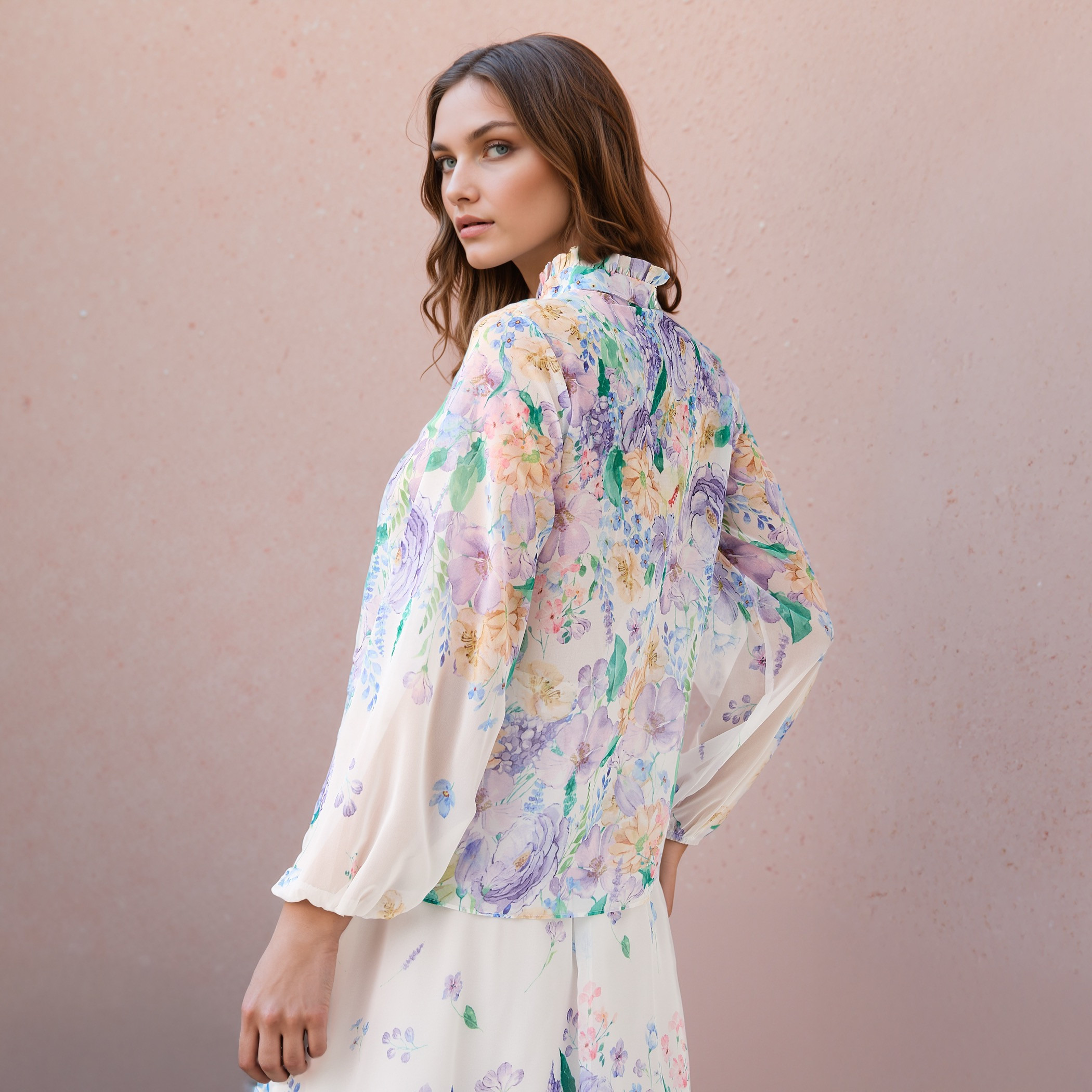 2Xtremz Floral Print Top with Tie-Up Neck and Long Sleeves-women-clothing-shirtsandblouses-blouses-image-3