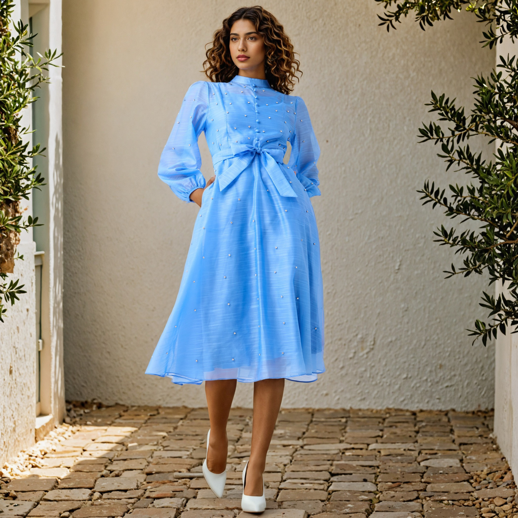 2Xtremz Embellished Shirt Dress with Front Tie-Up-women-clothing-dresses-image-2