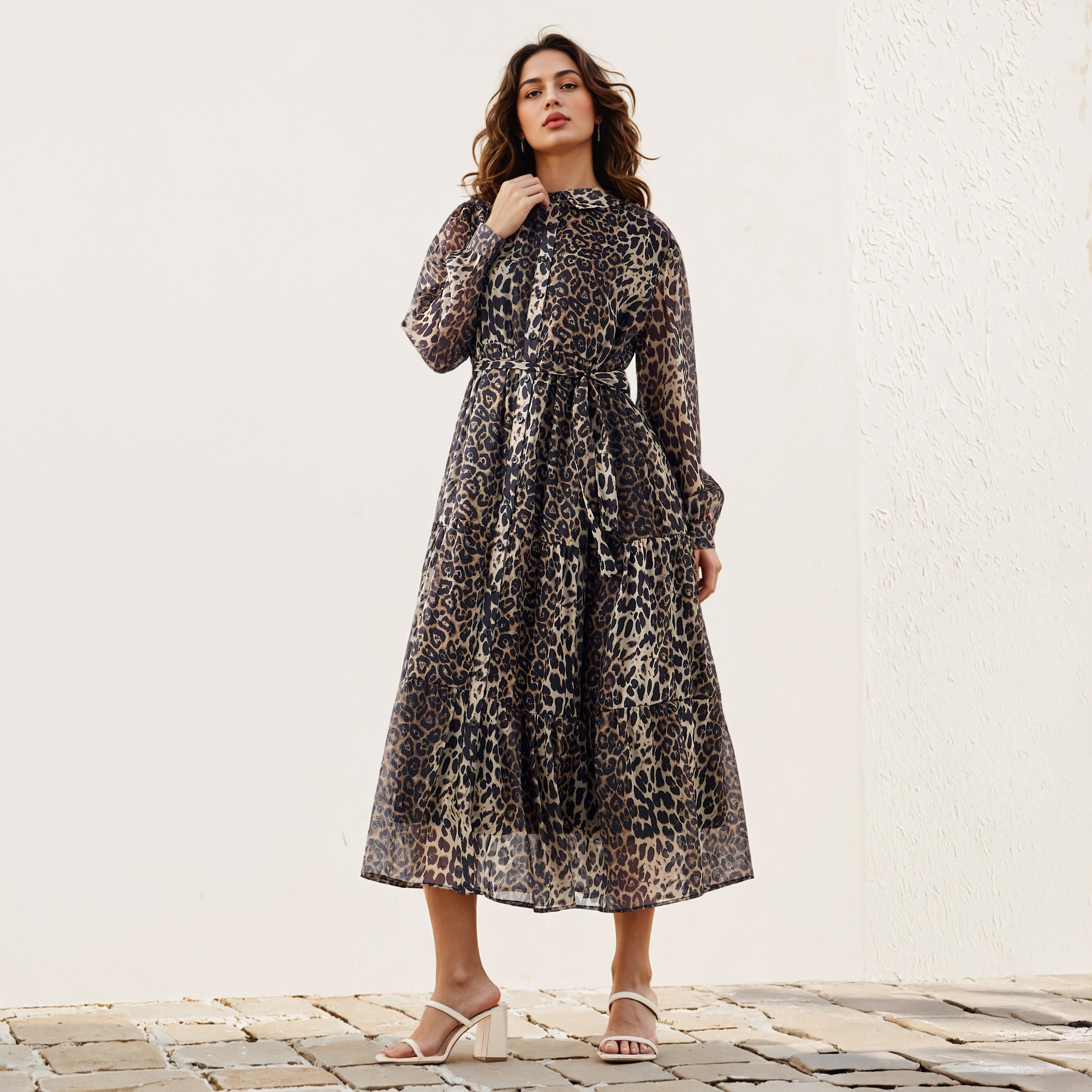 Animal Print Midi Shirt Dress-women-clothing-dresses-image-2