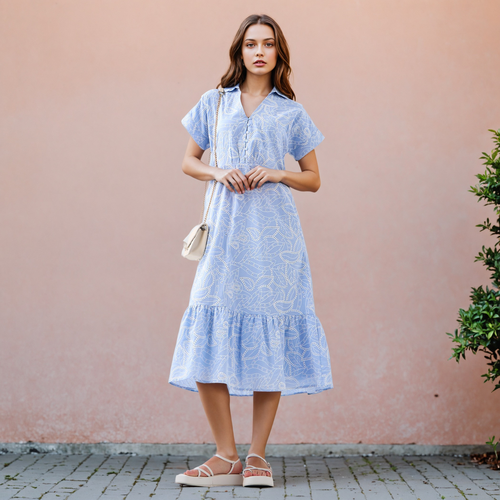 2Xtremz All-Over Schiffli Embroidered Dress with Flounce Hem-women-clothing-dresses-image-1