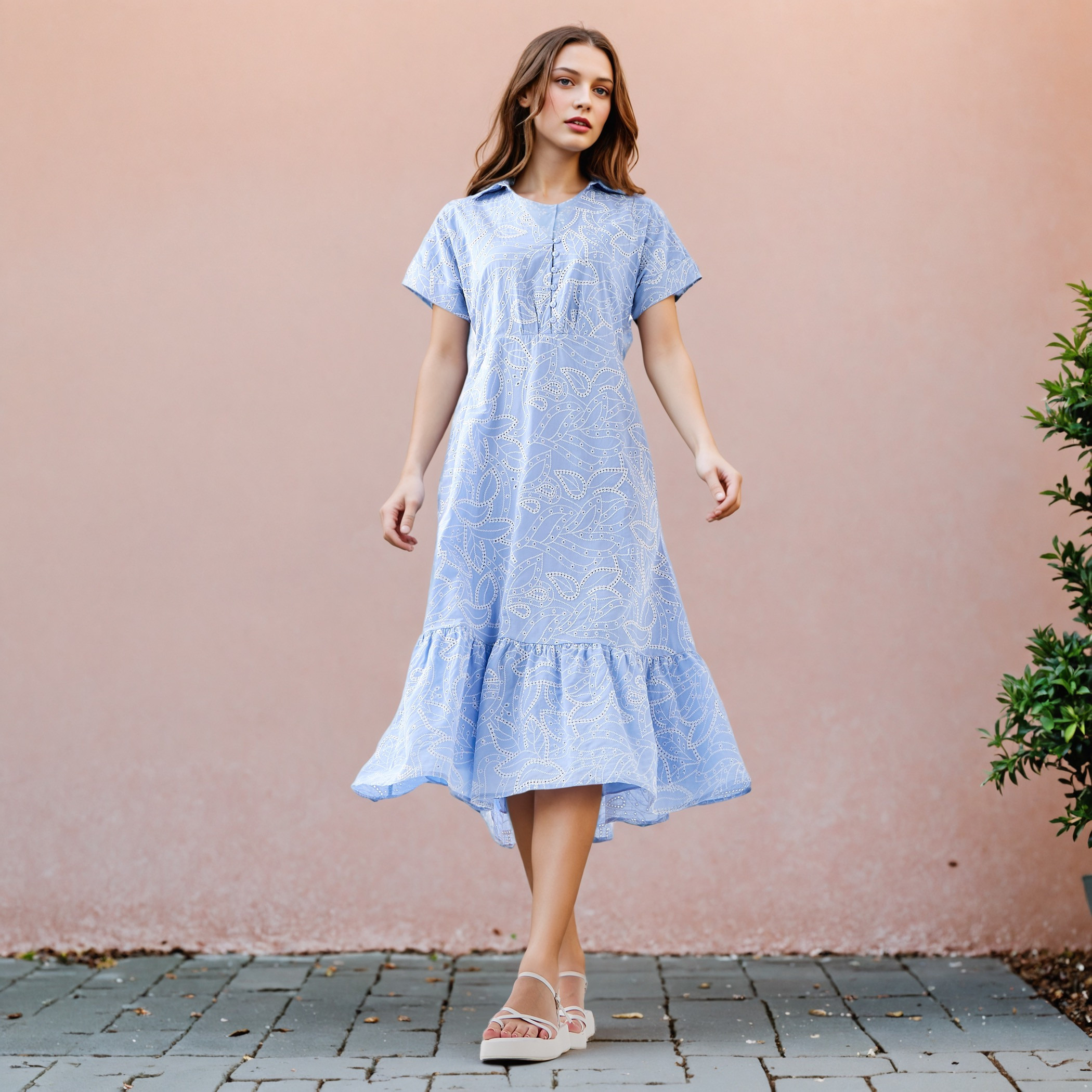 2Xtremz All-Over Schiffli Embroidered Dress with Flounce Hem-women-clothing-dresses-image-2