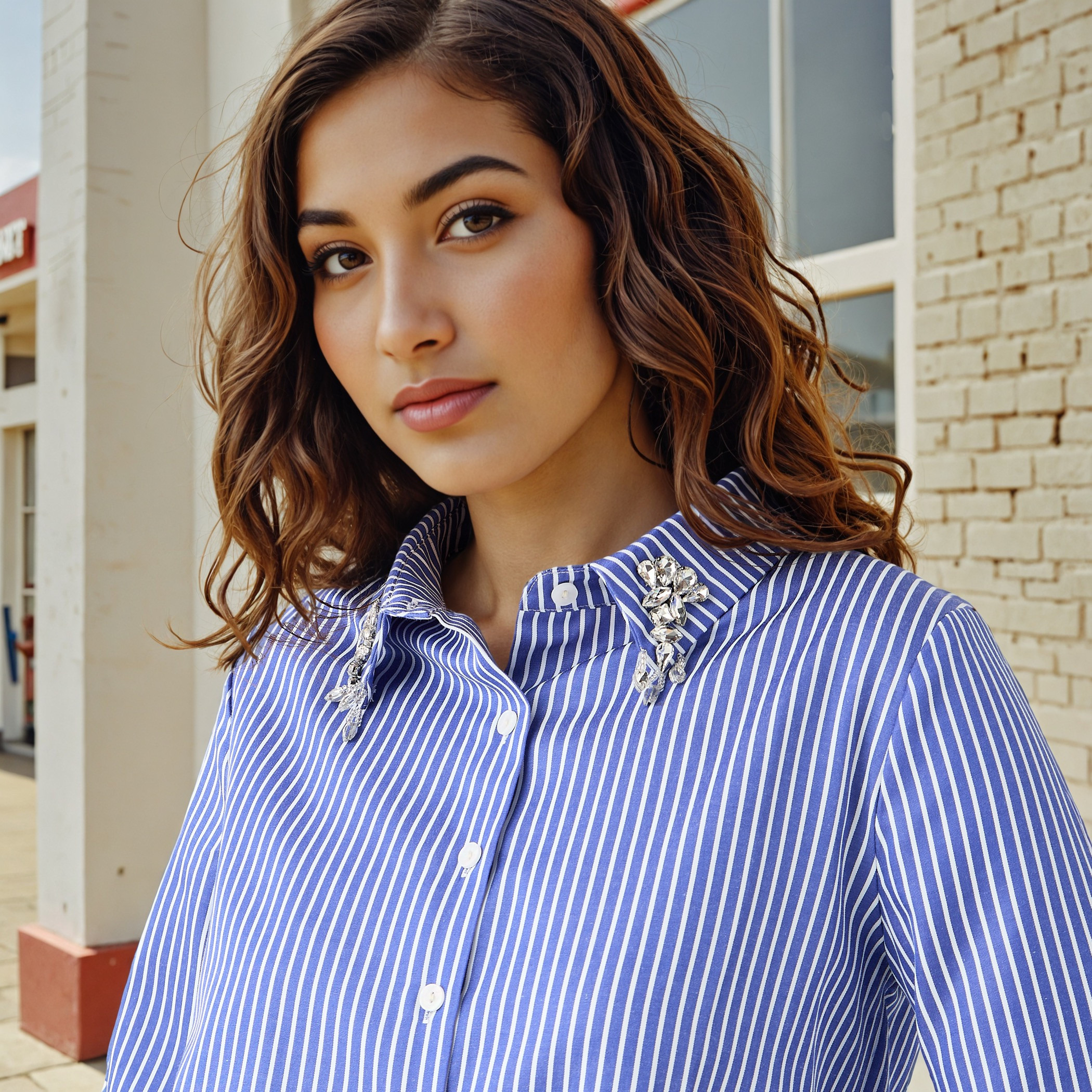 قميص مقلم بياقة مزينة من تو إكستريمز-women-clothing-shirtsandblouses-shirts-image-4